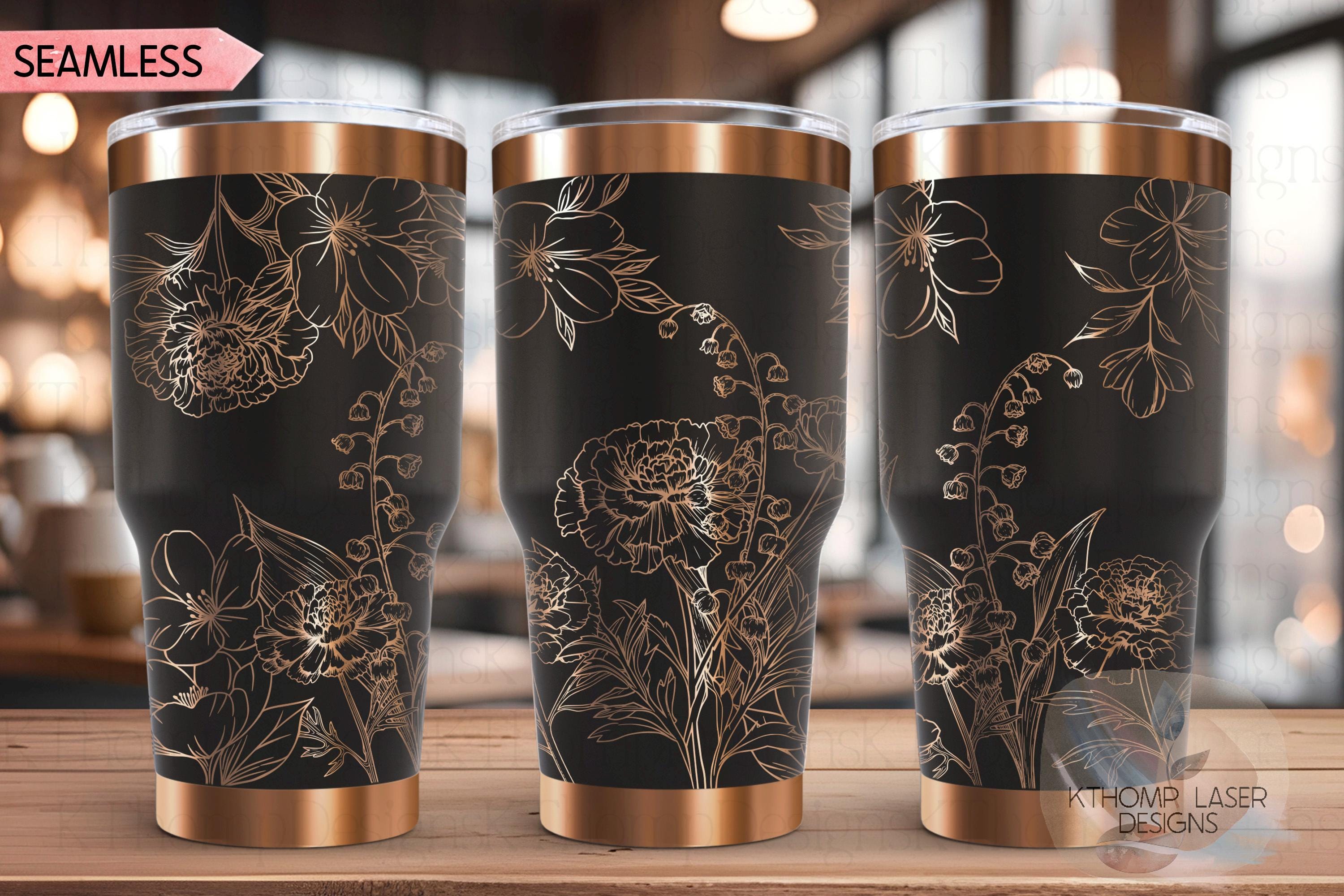 Carnations Lily of the Valley & Violets Tumbler Wrap SVG | 20oz and 30oz Laser Engraving File | Rotary Digital Design | Floral SVG Design