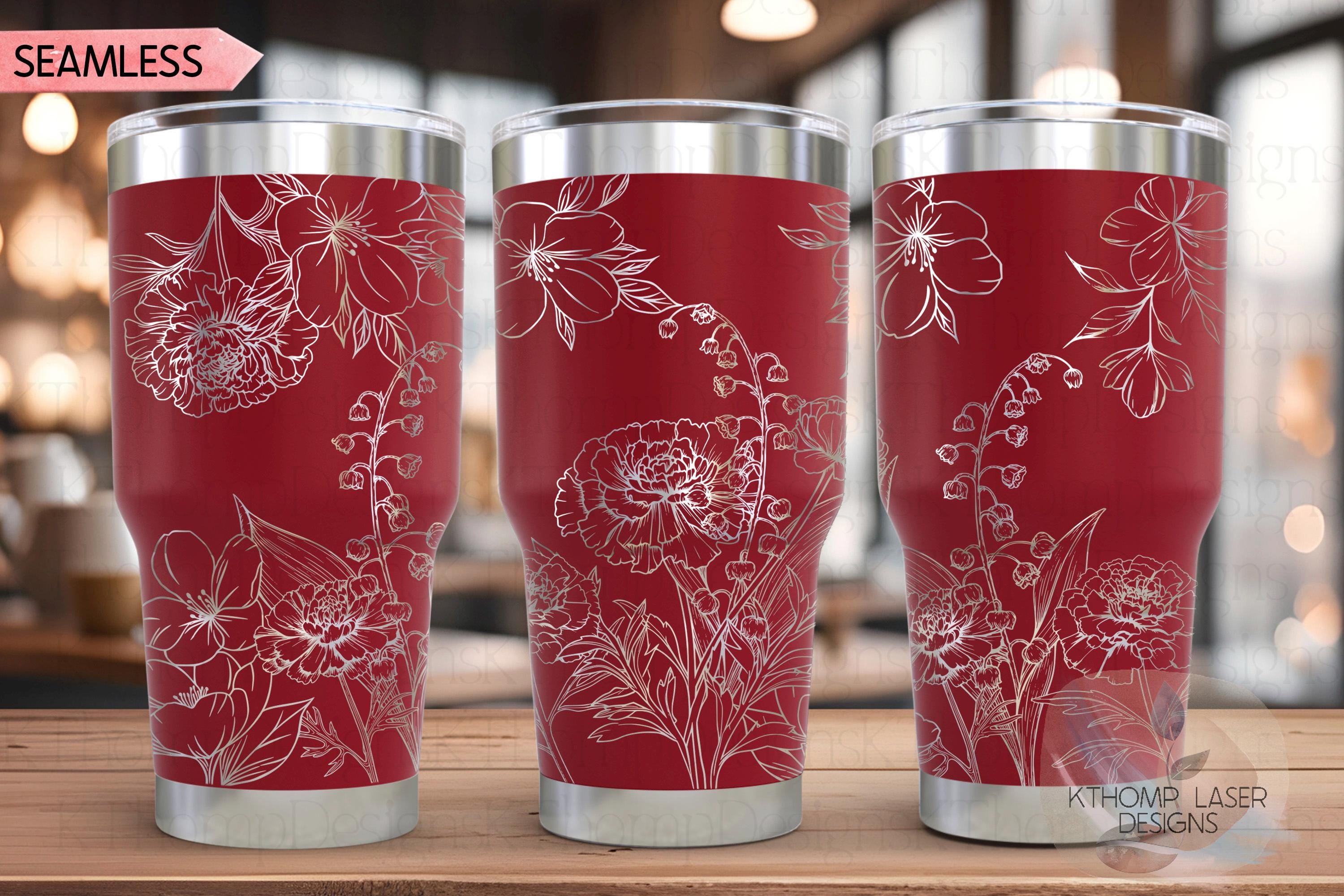 Carnations Lily of the Valley & Violets Tumbler Wrap SVG | 20oz and 30oz Laser Engraving File | Rotary Digital Design | Floral SVG Design