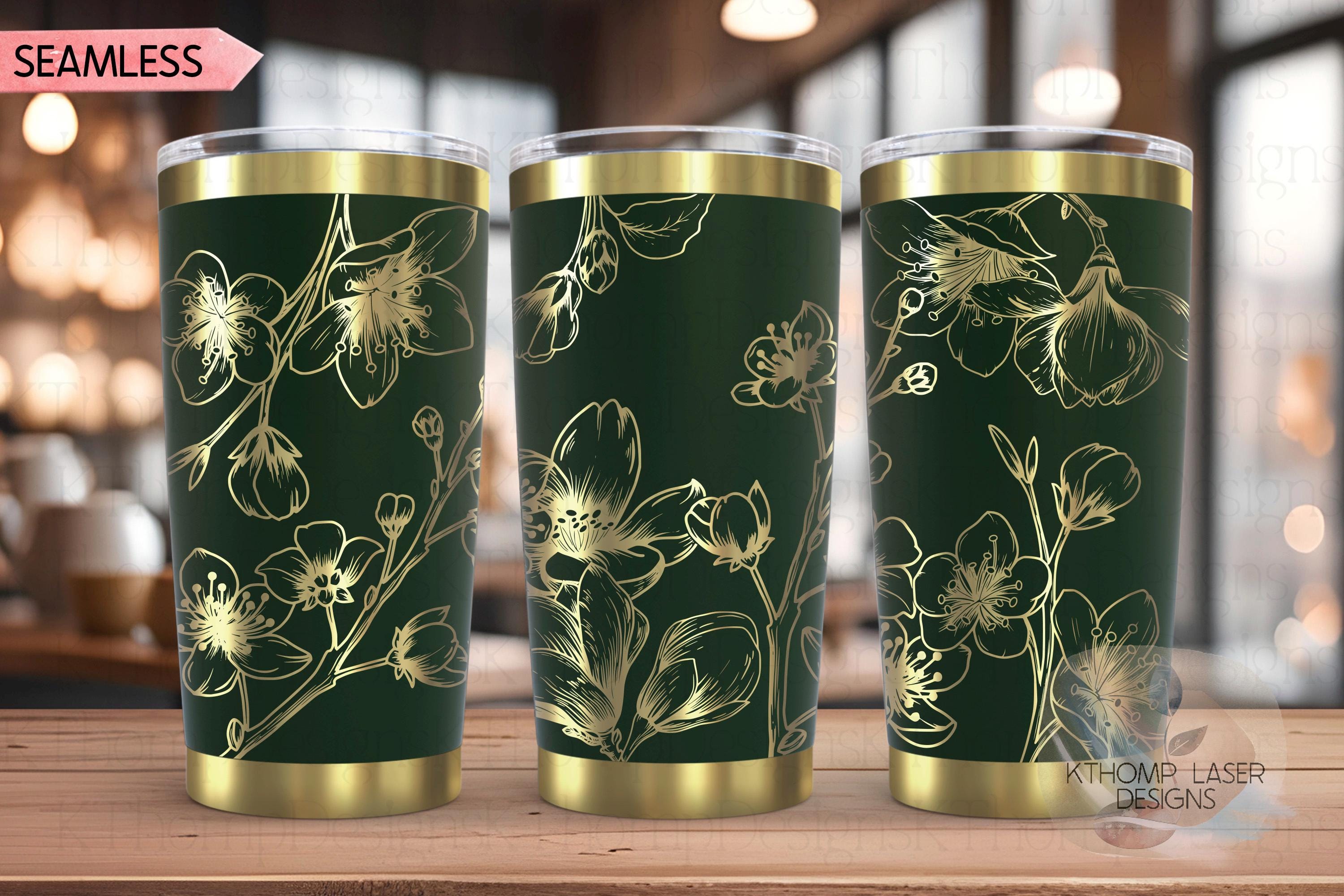 Cherry Blossom Tumbler Wrap SVG | 20oz and 30oz Laser Engraving File | Rotary Engrave Digital Design | Floral SVG Design