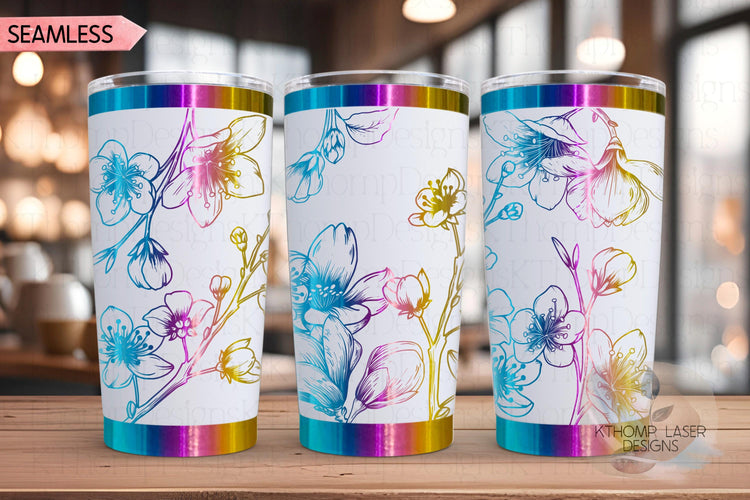Cherry Blossom Tumbler Wrap SVG | 20oz and 30oz Laser Engraving File | Rotary Engrave Digital Design | Floral SVG Design