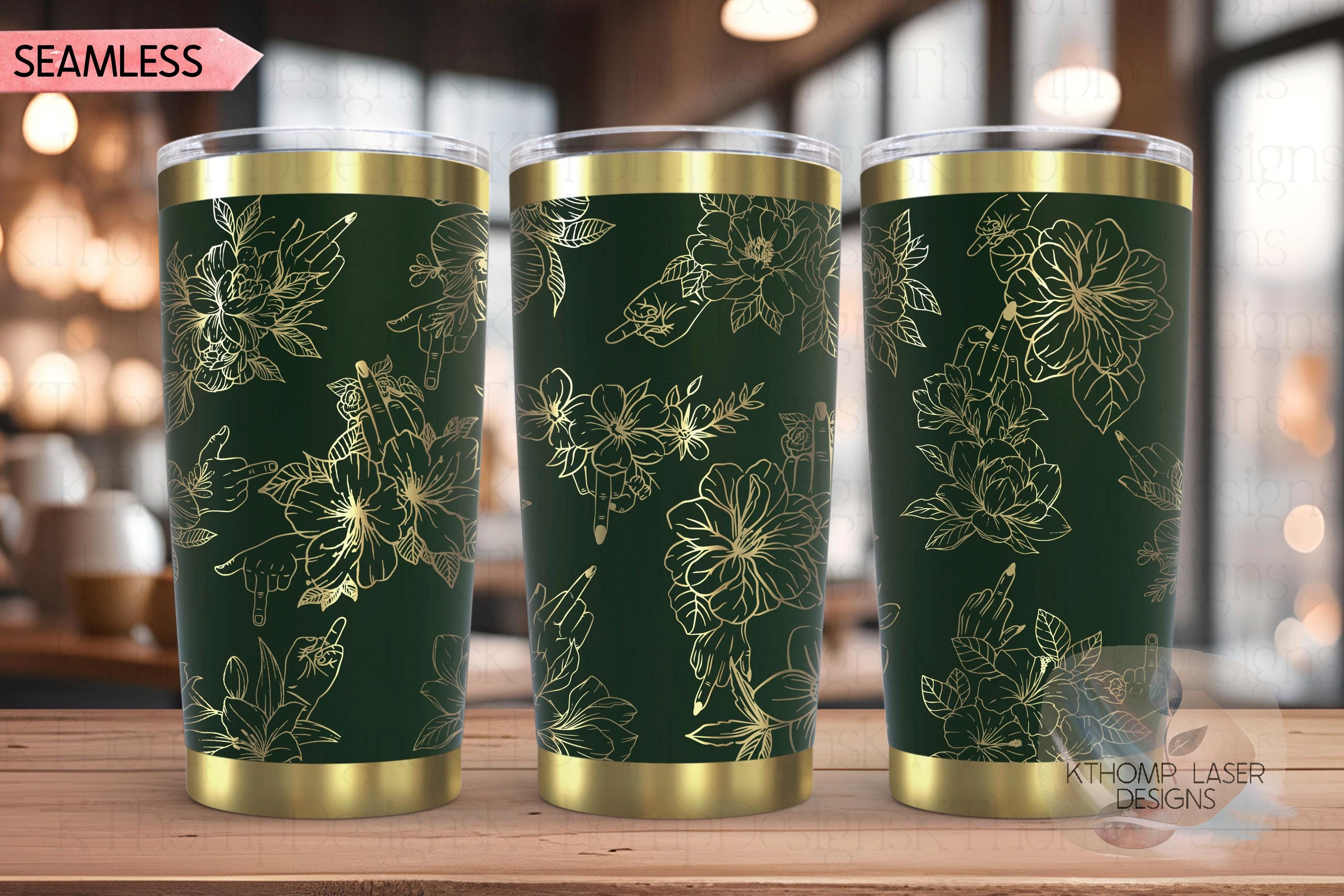 Floral F You Middle Finger Tumbler Wrap SVG | 20oz and 30oz Laser Engraving File | Rotary Ready Digital Design | Sassy Coffee SVG