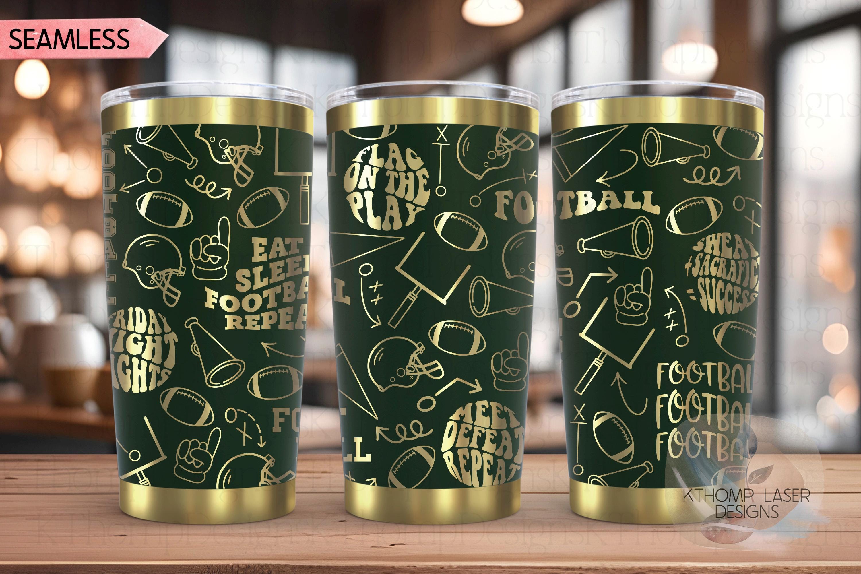 Football Fan Tumbler Wrap SVG | 20oz and 30oz Laser Engraving File | Rotary Ready Digital Design | Sports Fan SVG