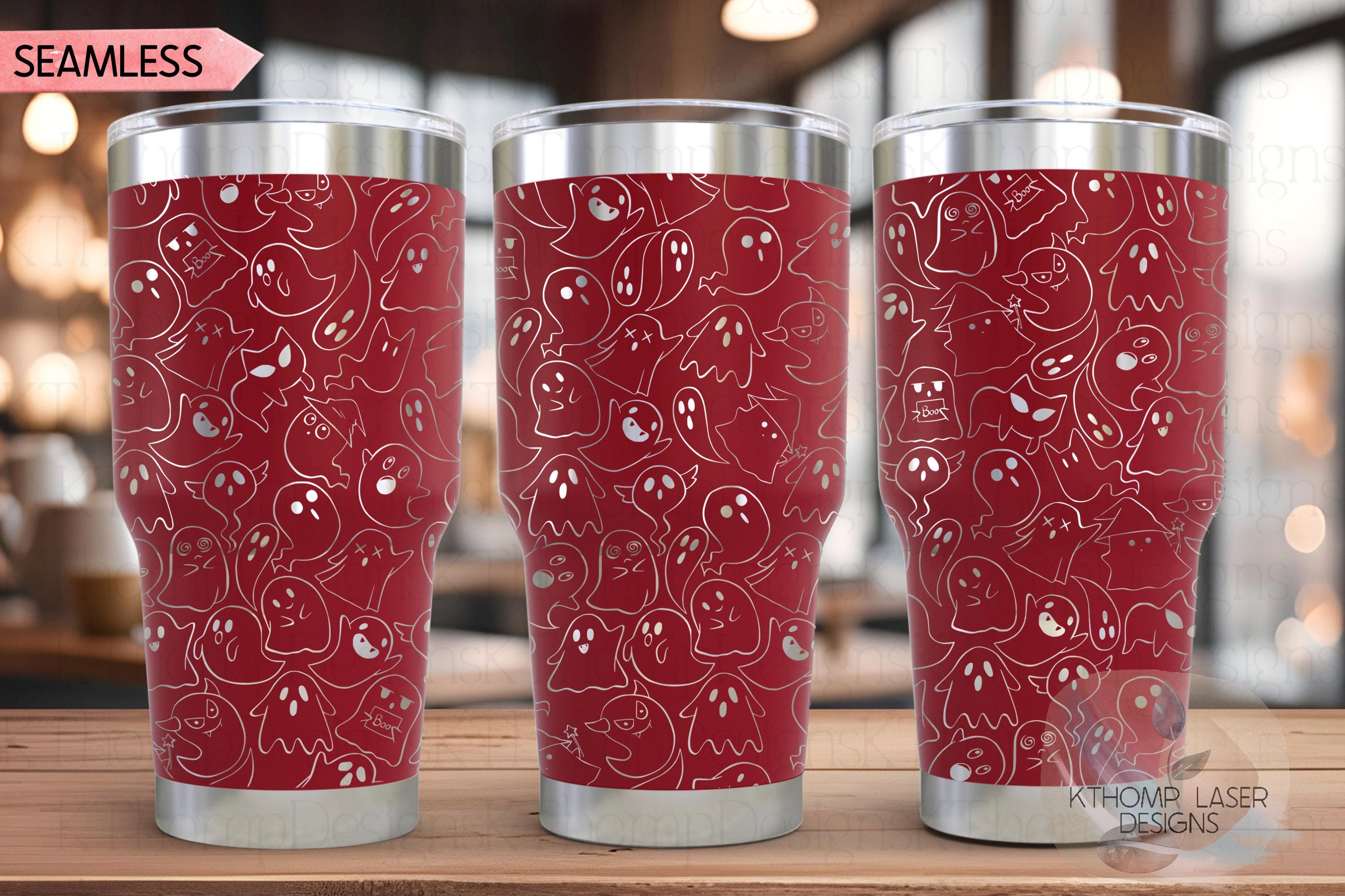 Halloween Ghosts Doodles Holiday Tumbler Wrap SVG | 20oz and 30oz Laser Engraving File | Rotary Ready Digital Design | Seasonal SVG