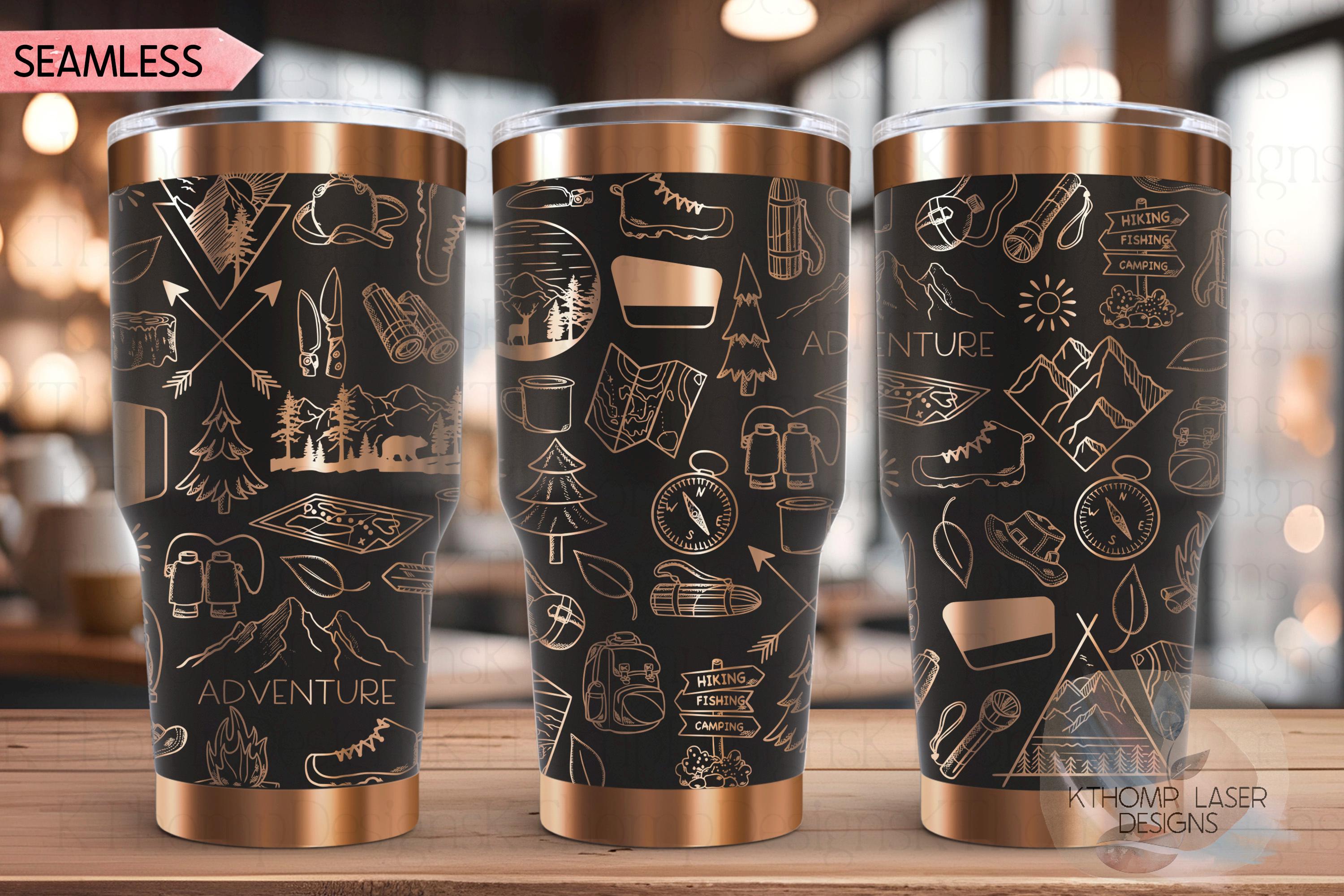 Hiking Doodles Tumbler Wrap SVG | 20oz and 30oz Laser Engraving File | Rotary Ready Digital Design | Outdoor Nature SVG
