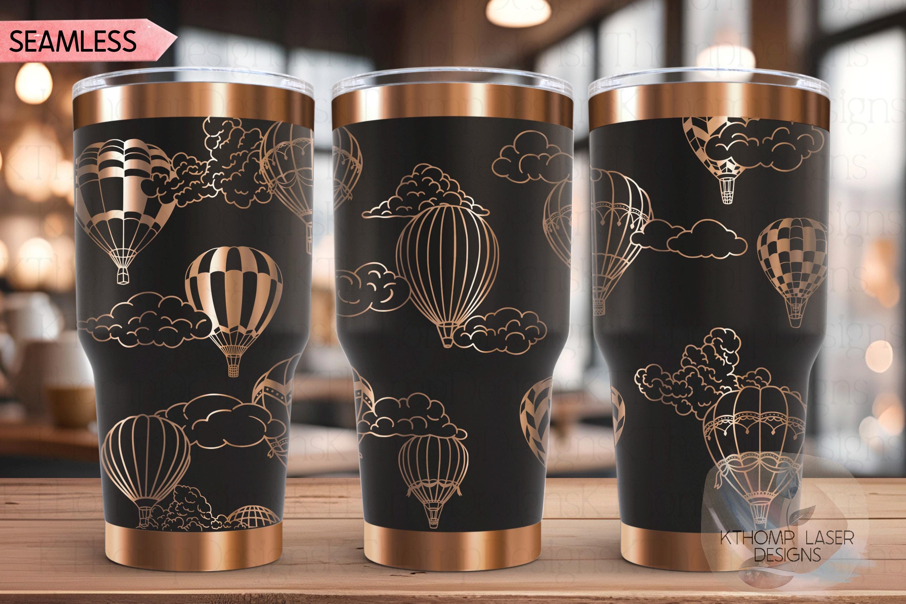 Hot Air Balloons Tumbler Wrap SVG | 20oz and 30oz Laser Engraving File | Rotary Ready Digital Design | Fantasy Magic SVG
