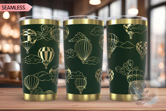 Hot Air Balloons Tumbler Wrap SVG | 20oz and 30oz Laser Engraving File | Rotary Ready Digital Design | Fantasy Magic SVG