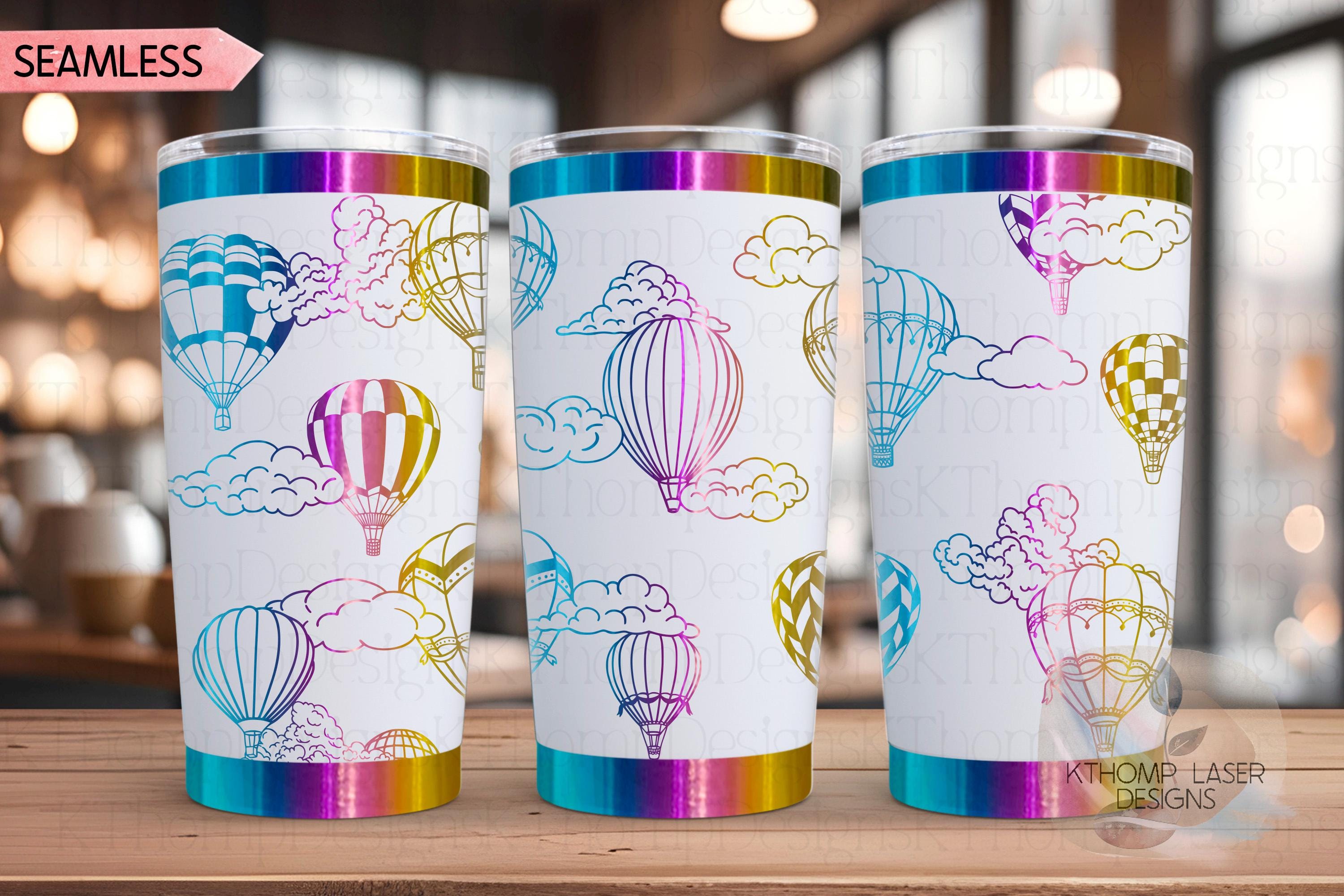 Hot Air Balloons Tumbler Wrap SVG | 20oz and 30oz Laser Engraving File | Rotary Ready Digital Design | Fantasy Magic SVG