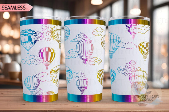 Hot Air Balloons Tumbler Wrap SVG | 20oz and 30oz Laser Engraving File | Rotary Ready Digital Design | Fantasy Magic SVG