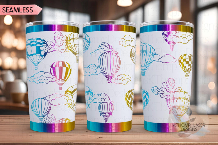 Hot Air Balloons Tumbler Wrap SVG | 20oz and 30oz Laser Engraving File | Rotary Ready Digital Design | Fantasy Magic SVG