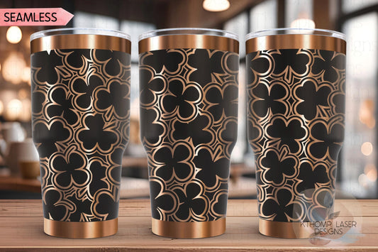 Shamrocks Burst Holiday Tumbler Wrap SVG | 20oz and 30oz Laser Engraving File | Rotary Ready Digital Design | Seasonal SVG