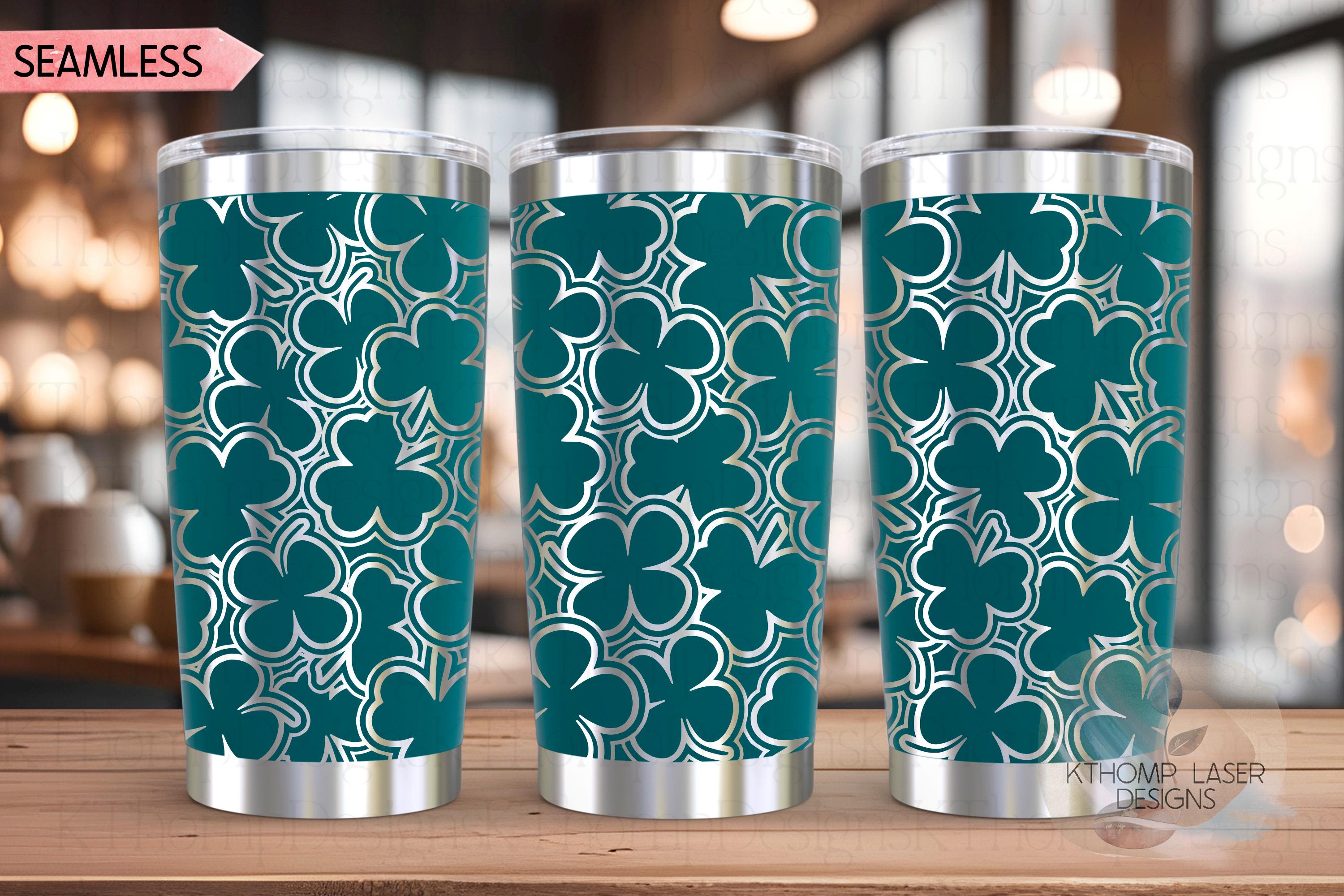 Shamrocks Burst Holiday Tumbler Wrap SVG | 20oz and 30oz Laser Engraving File | Rotary Ready Digital Design | Seasonal SVG