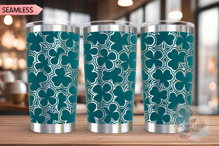 Shamrocks Burst Holiday Tumbler Wrap SVG | 20oz and 30oz Laser Engraving File | Rotary Ready Digital Design | Seasonal SVG