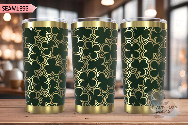 Shamrocks Burst Holiday Tumbler Wrap SVG | 20oz and 30oz Laser Engraving File | Rotary Ready Digital Design | Seasonal SVG