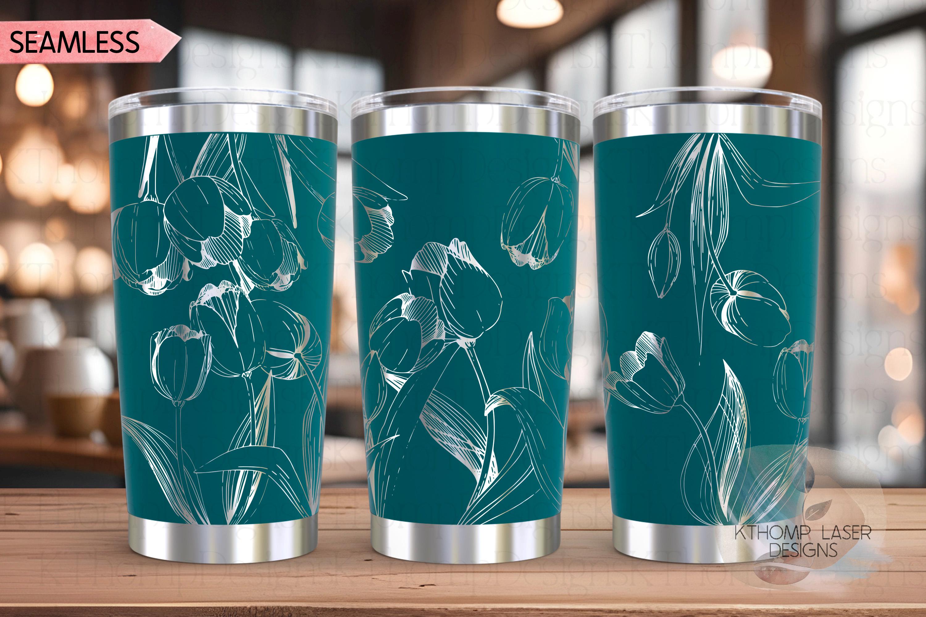 Tulips Tumbler Wrap SVG | 20oz and 30oz Laser Engraving File | Rotary Engrave Digital Design | Floral SVG Design