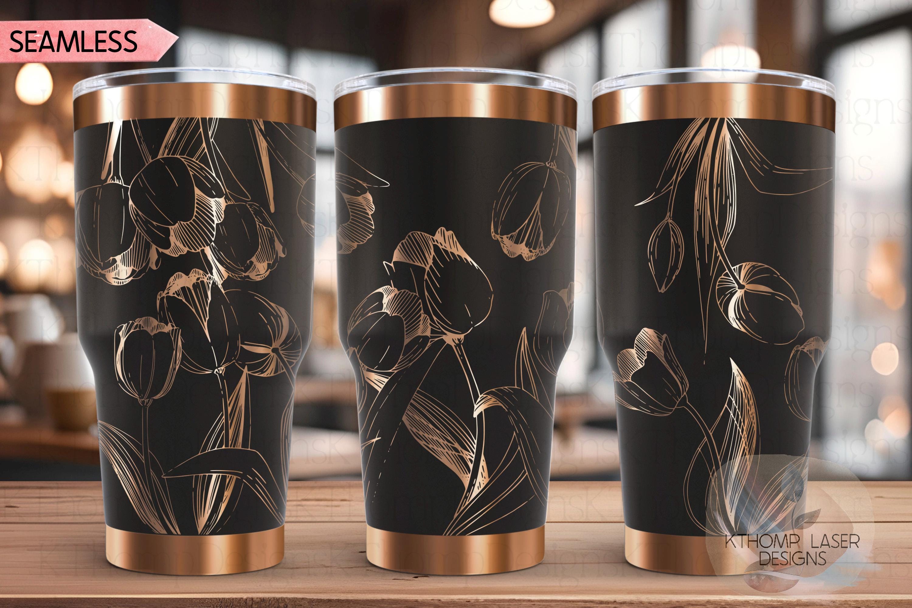 Tulips Tumbler Wrap SVG | 20oz and 30oz Laser Engraving File | Rotary Engrave Digital Design | Floral SVG Design