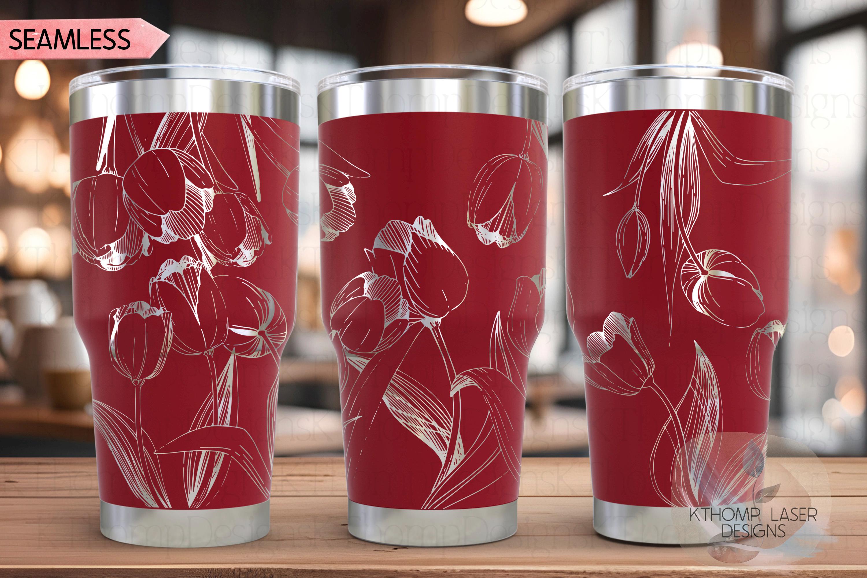 Tulips Tumbler Wrap SVG | 20oz and 30oz Laser Engraving File | Rotary Engrave Digital Design | Floral SVG Design