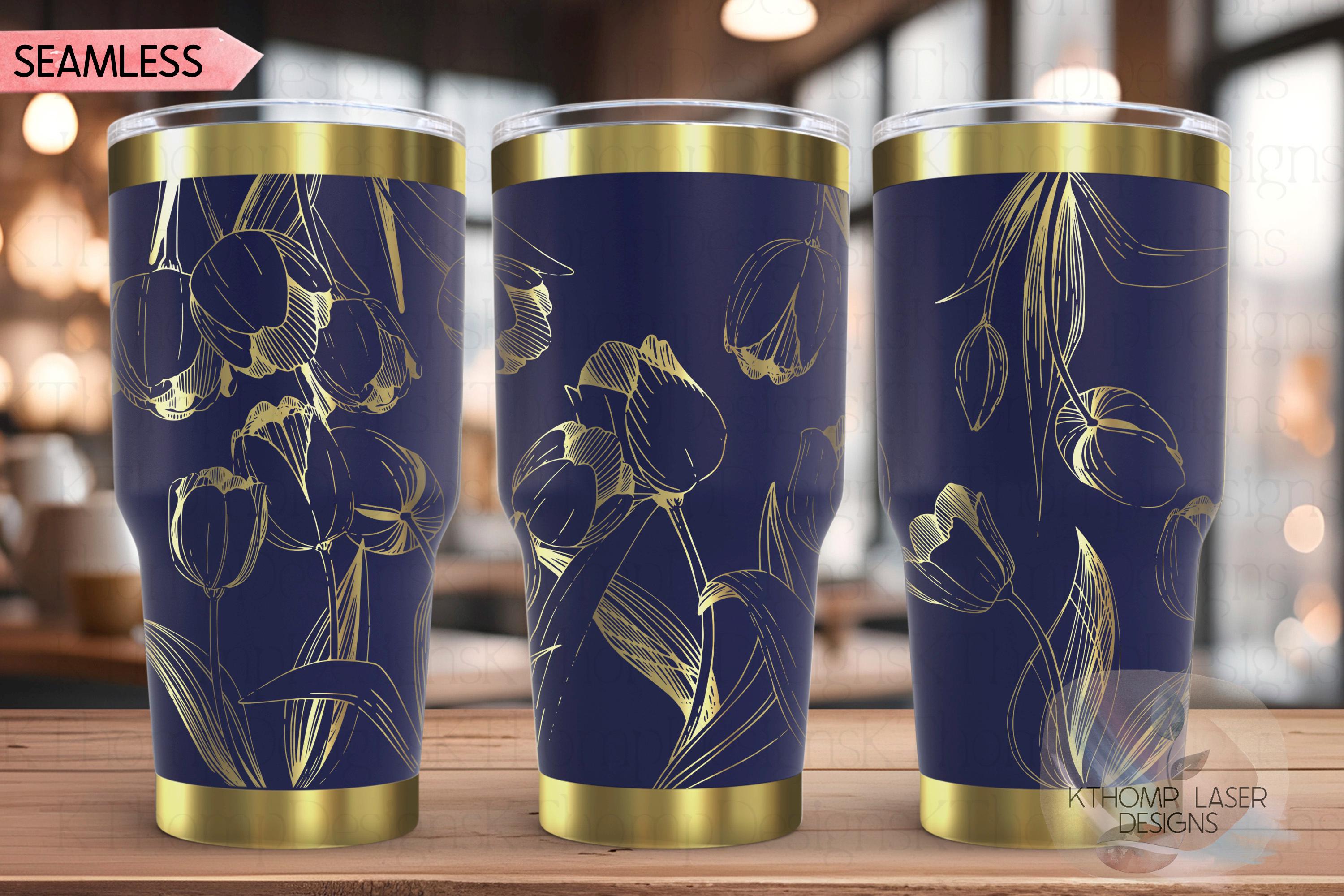 Tulips Tumbler Wrap SVG | 20oz and 30oz Laser Engraving File | Rotary Engrave Digital Design | Floral SVG Design