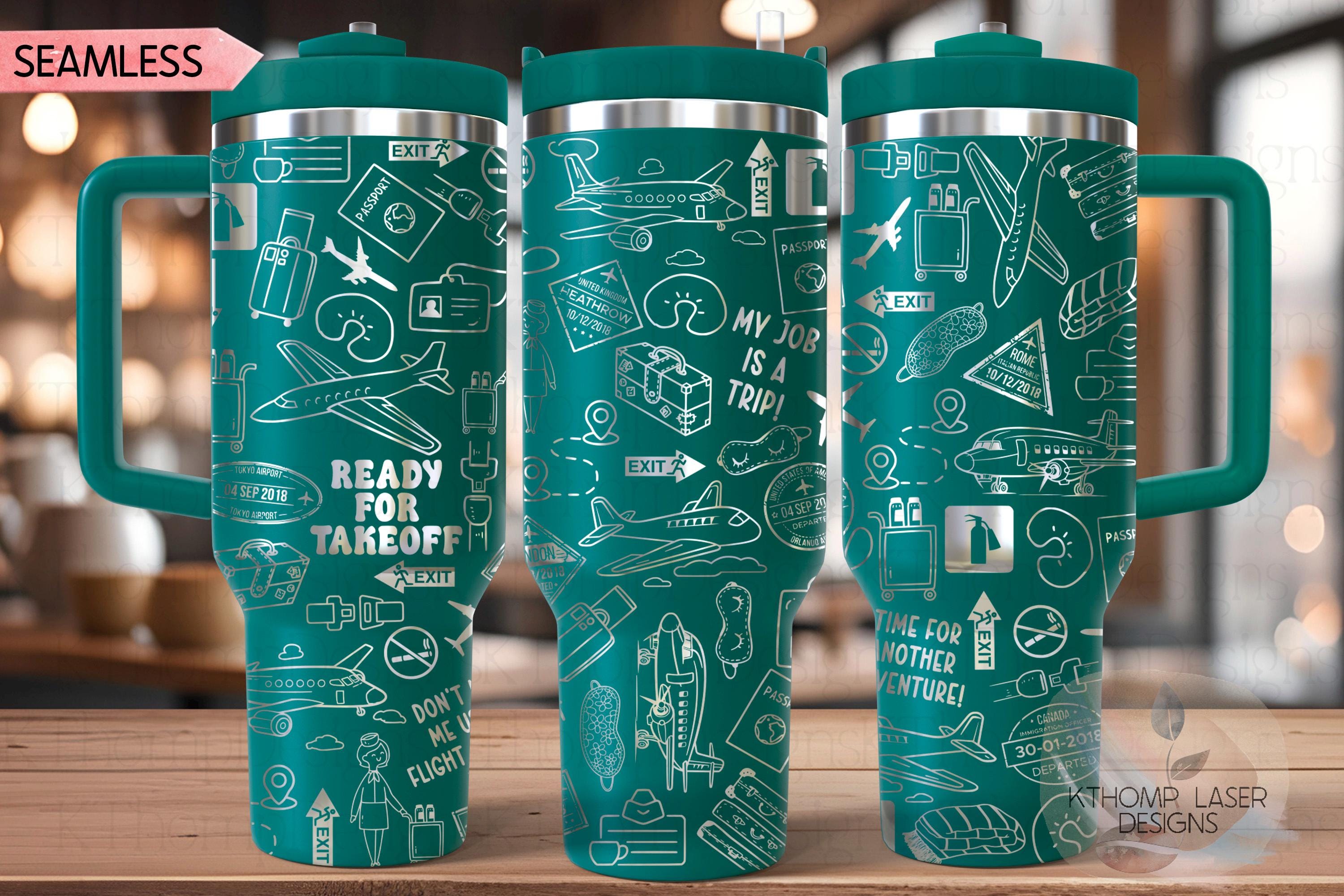 Flight Attendant Tumbler Wrap SVG | 40oz Laser Engraving File | Rotary Ready Digital Design | Career Gift SVG