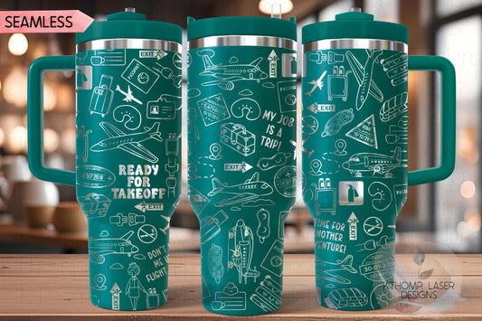 Flight Attendant Tumbler Wrap SVG | 40oz Laser Engraving File | Rotary Ready Digital Design | Career Gift SVG