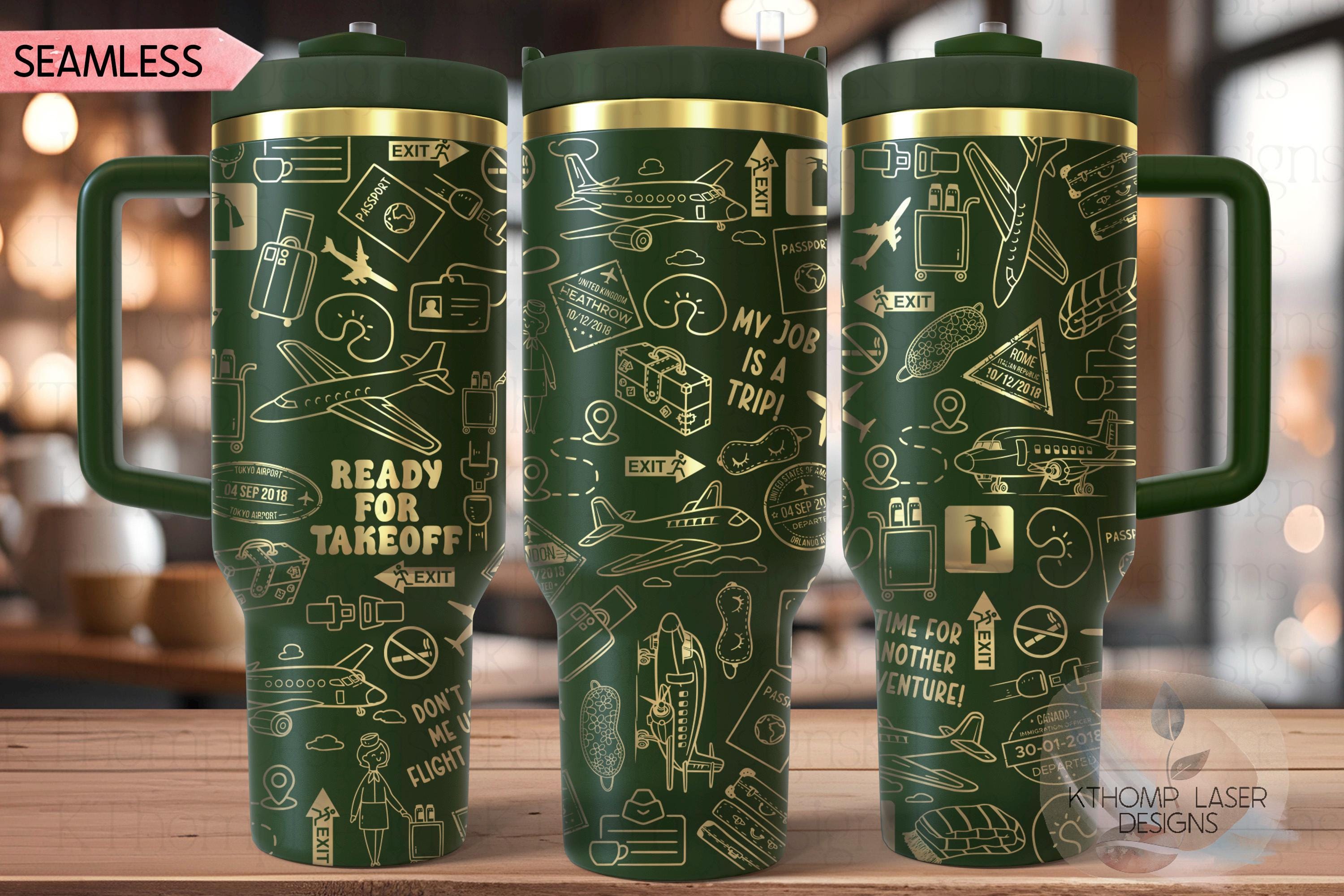 Flight Attendant Tumbler Wrap SVG | 40oz Laser Engraving File | Rotary Ready Digital Design | Career Gift SVG