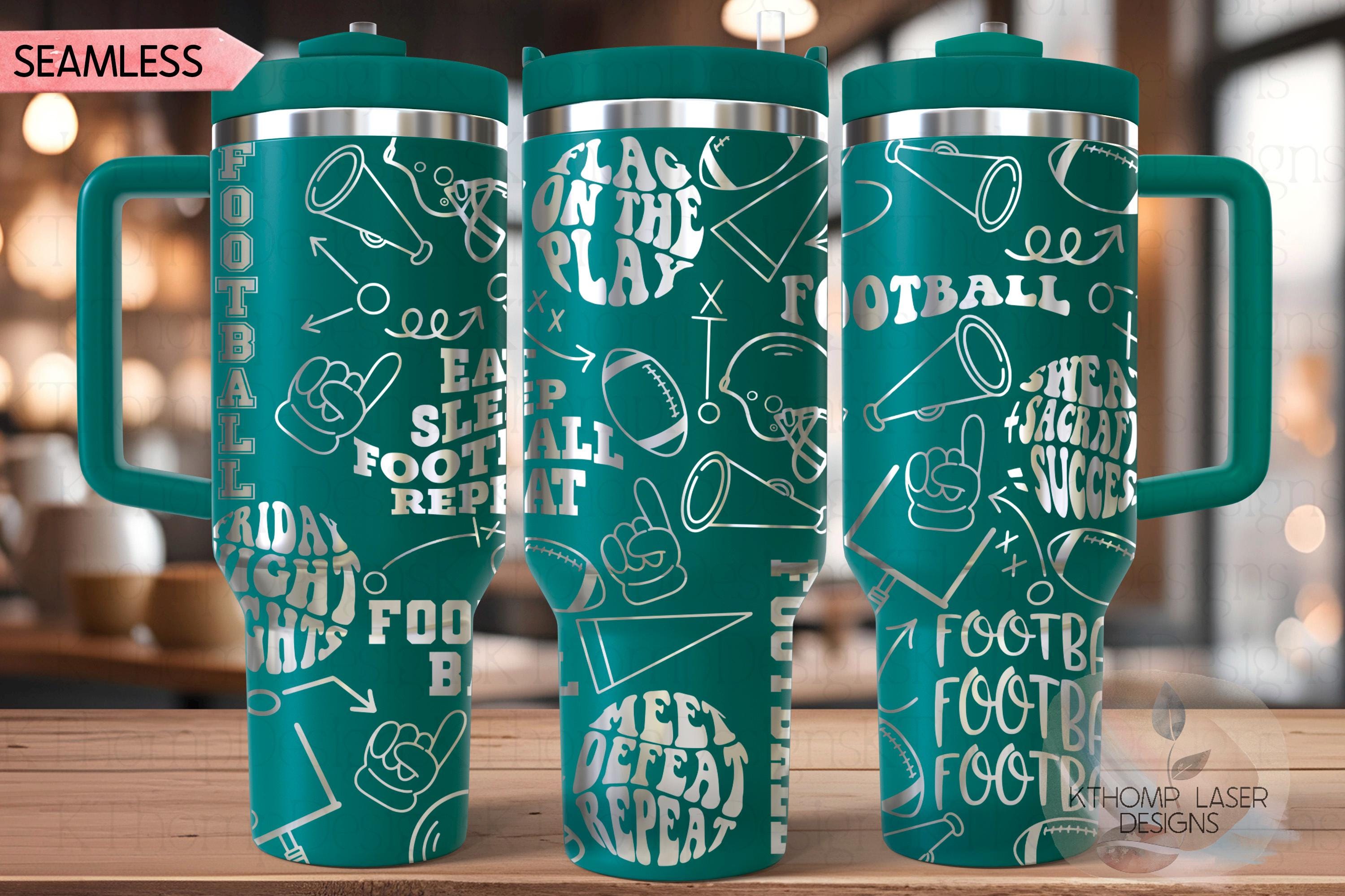 Football Fan Tumbler Wrap SVG | 40oz Laser Engraving File | Rotary Ready Digital Design | Sports Fan SVG