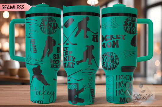 Hockey Mom Female Tumbler Wrap SVG | 40oz Laser Engraving File | Rotary Ready Digital Design | Mom Life SVG