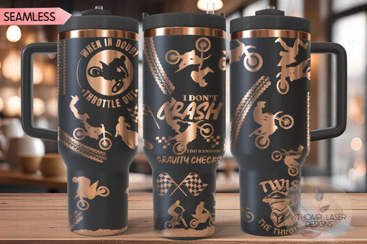 Motocross Tumbler Wrap SVG | 40oz Laser Engraving File | Rotary Ready Digital Design | Sports Fan SVG
