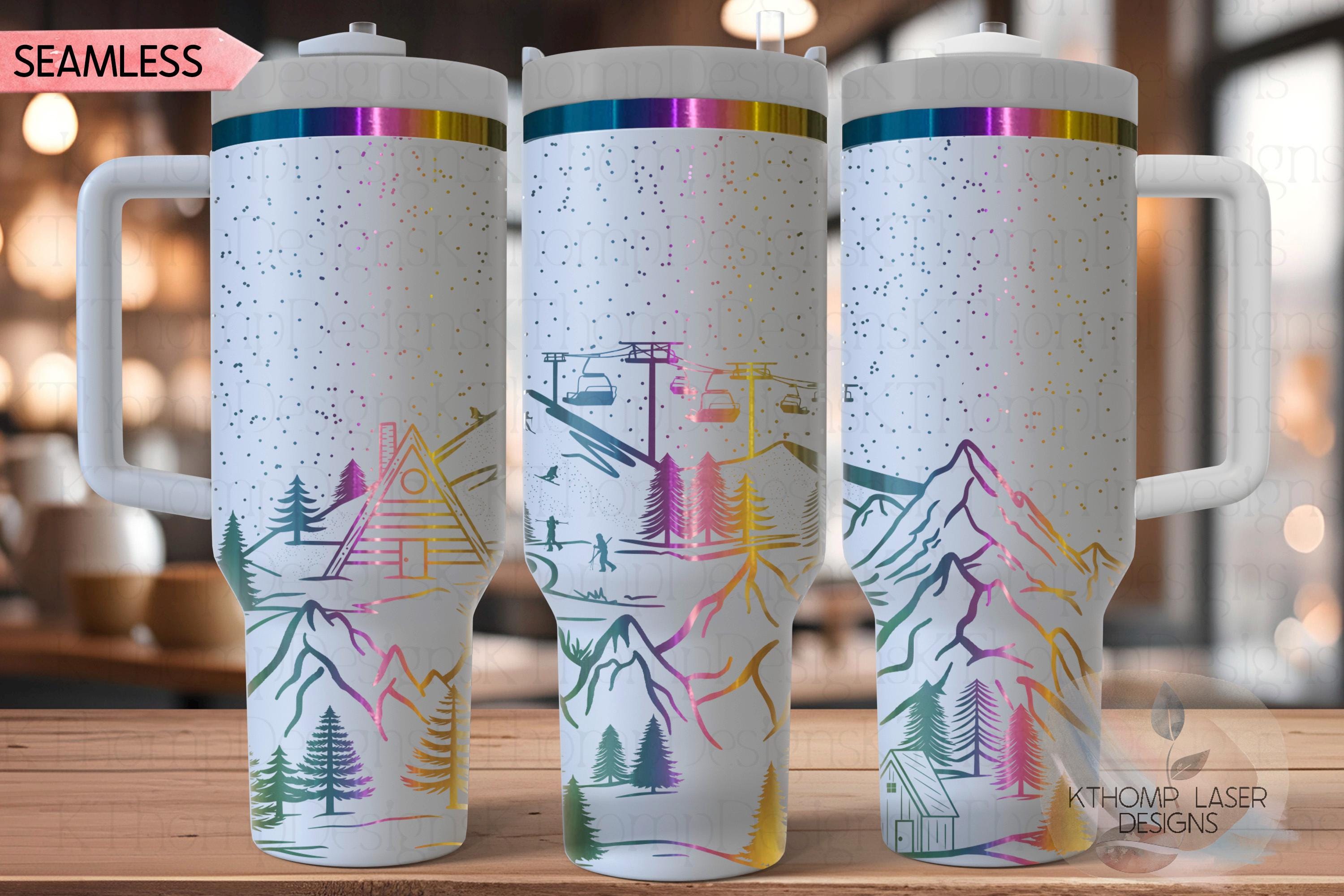 Mountain Ski Lodge Tumbler Wrap SVG | 40oz Laser Engraving File | Rotary Ready Digital Design | Exotic Animal SVG