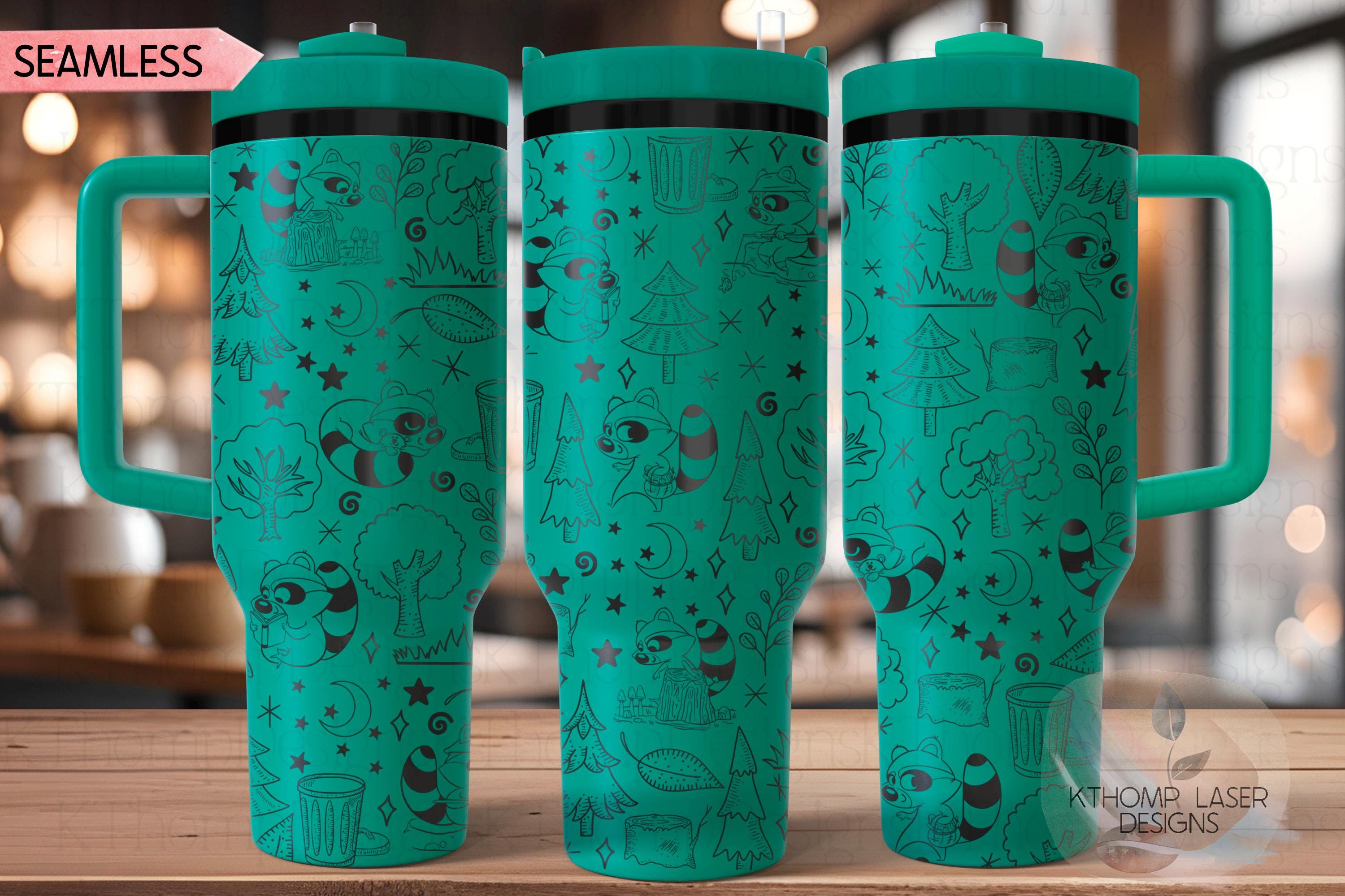 Raccoon Doodles Tumbler Wrap SVG | 40oz Laser Engraving File | Rotary Ready Digital Design | Exotic Animal SVG