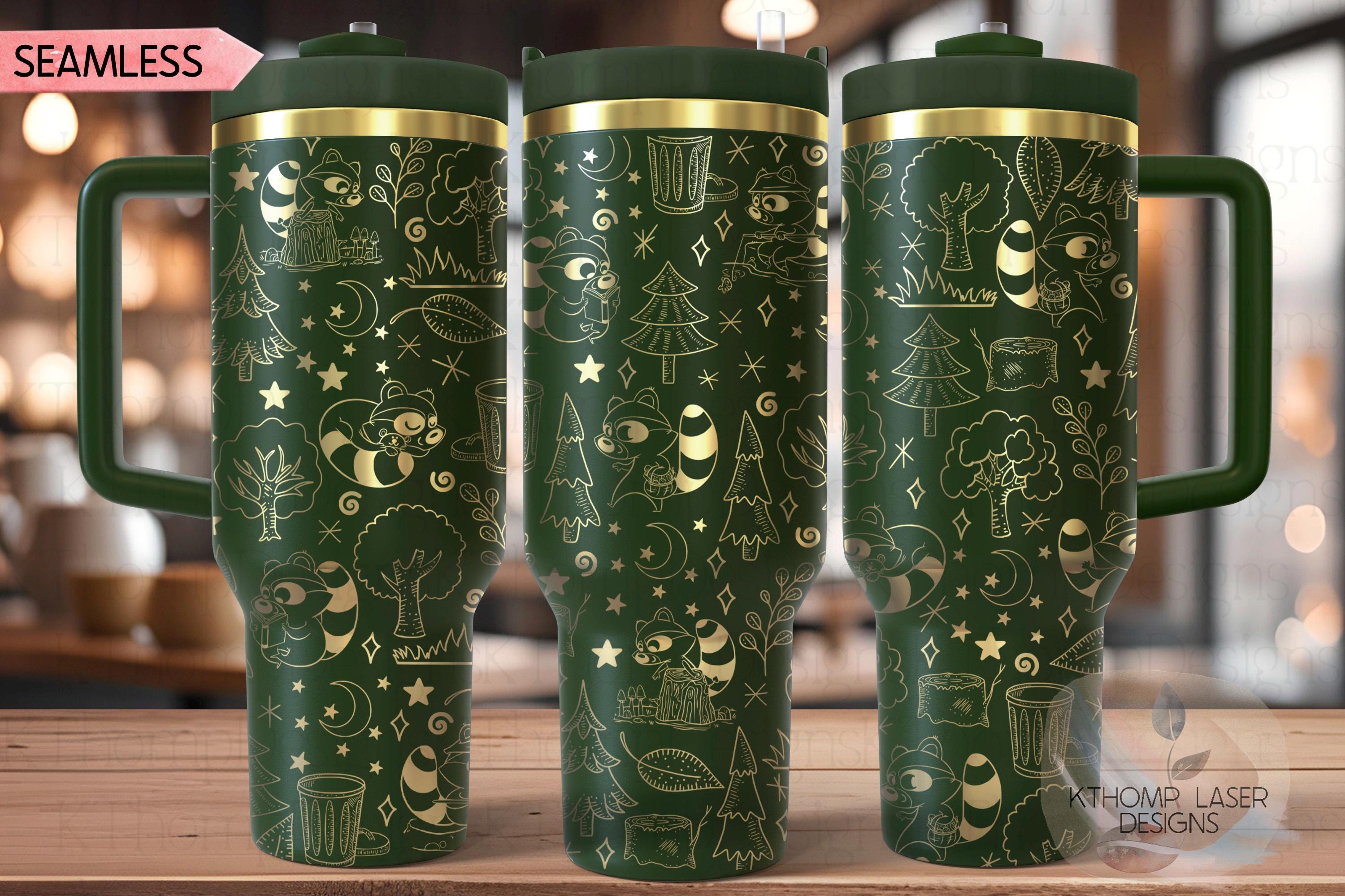 Raccoon Doodles Tumbler Wrap SVG | 40oz Laser Engraving File | Rotary Ready Digital Design | Exotic Animal SVG