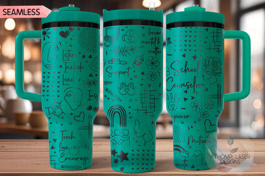 School Counselor Tumbler Wrap SVG | 40oz Laser Engraving File | Rotary Ready Digital Design | Career Gift SVG