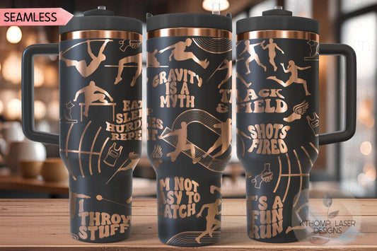 Track and Field Sports Tumbler Wrap SVG | 40oz Laser Engraving File | Rotary Ready Digital Design | Sports Fan SVG