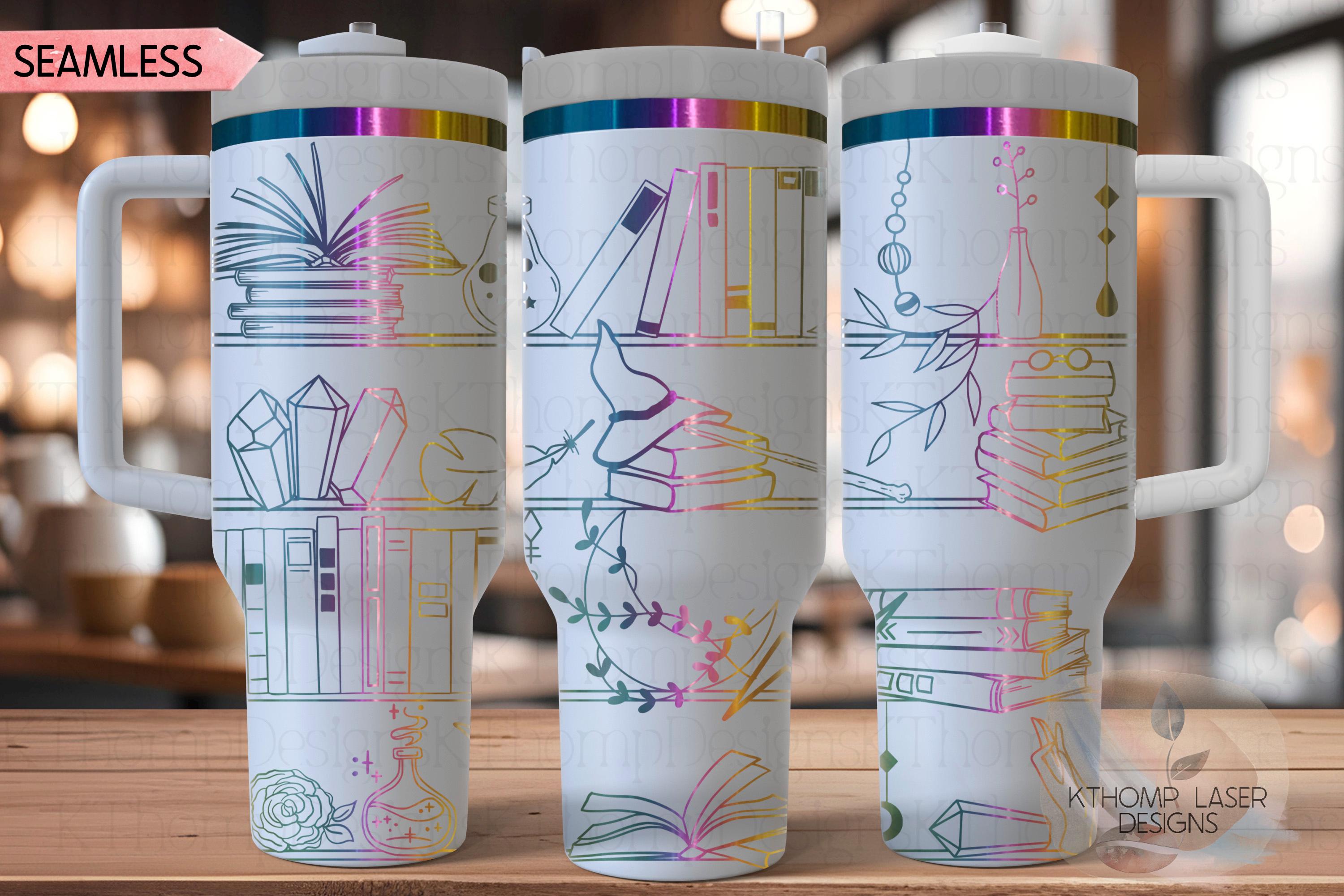 Witchy Shelves Tumbler Wrap SVG | 40oz Laser Engraving File | Rotary Ready Digital Design | Zodiac Boho SVG