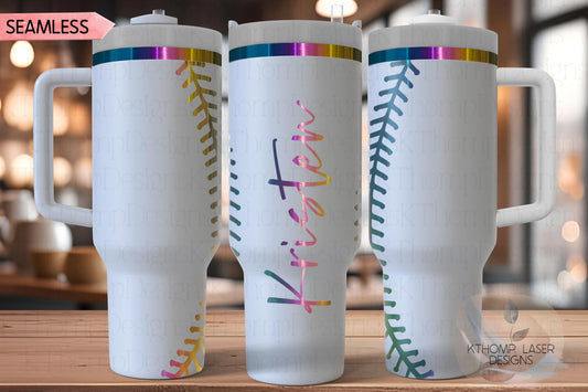 Baseball Stiches Tumbler Wrap SVG | 40oz Laser Engraving File | Rotary Ready Digital Design | Sports Fan SVG