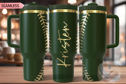 Baseball Stiches Tumbler Wrap SVG | 40oz Laser Engraving File | Rotary Ready Digital Design | Sports Fan SVG
