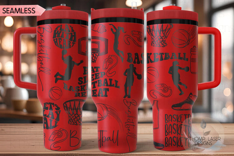 Basketball Fan Female Sports Tumbler Wrap SVG | 40oz Laser Engraving File | Rotary Ready Digital Design | Sports Fan SVG