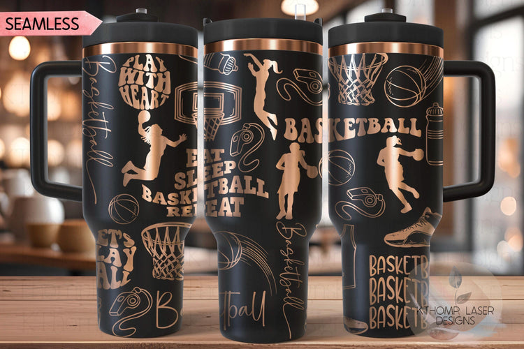 Basketball Fan Female Sports Tumbler Wrap SVG | 40oz Laser Engraving File | Rotary Ready Digital Design | Sports Fan SVG