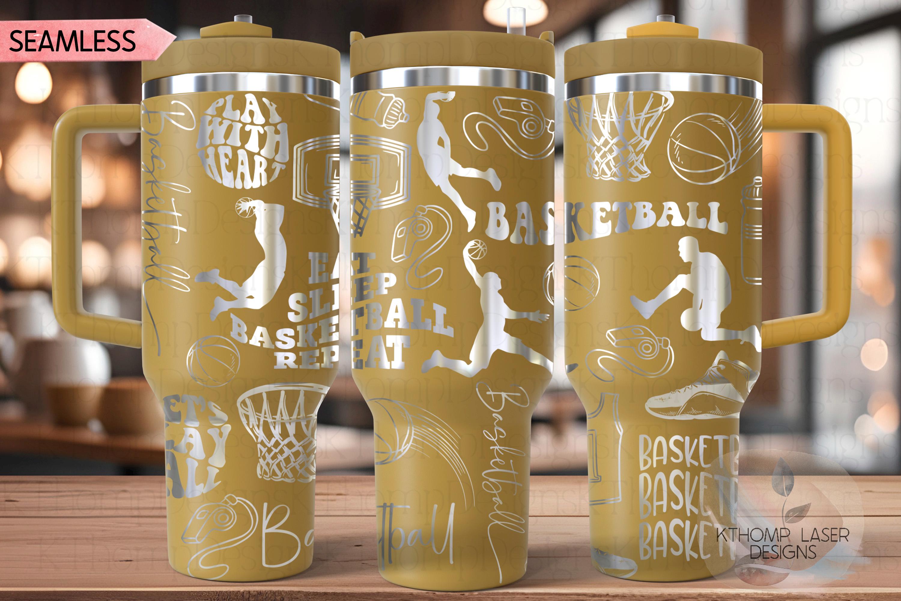 Basketball Fan Male Sports Tumbler Wrap SVG | 40oz Laser Engraving File | Rotary Ready Digital Design | Sports Fan SVG