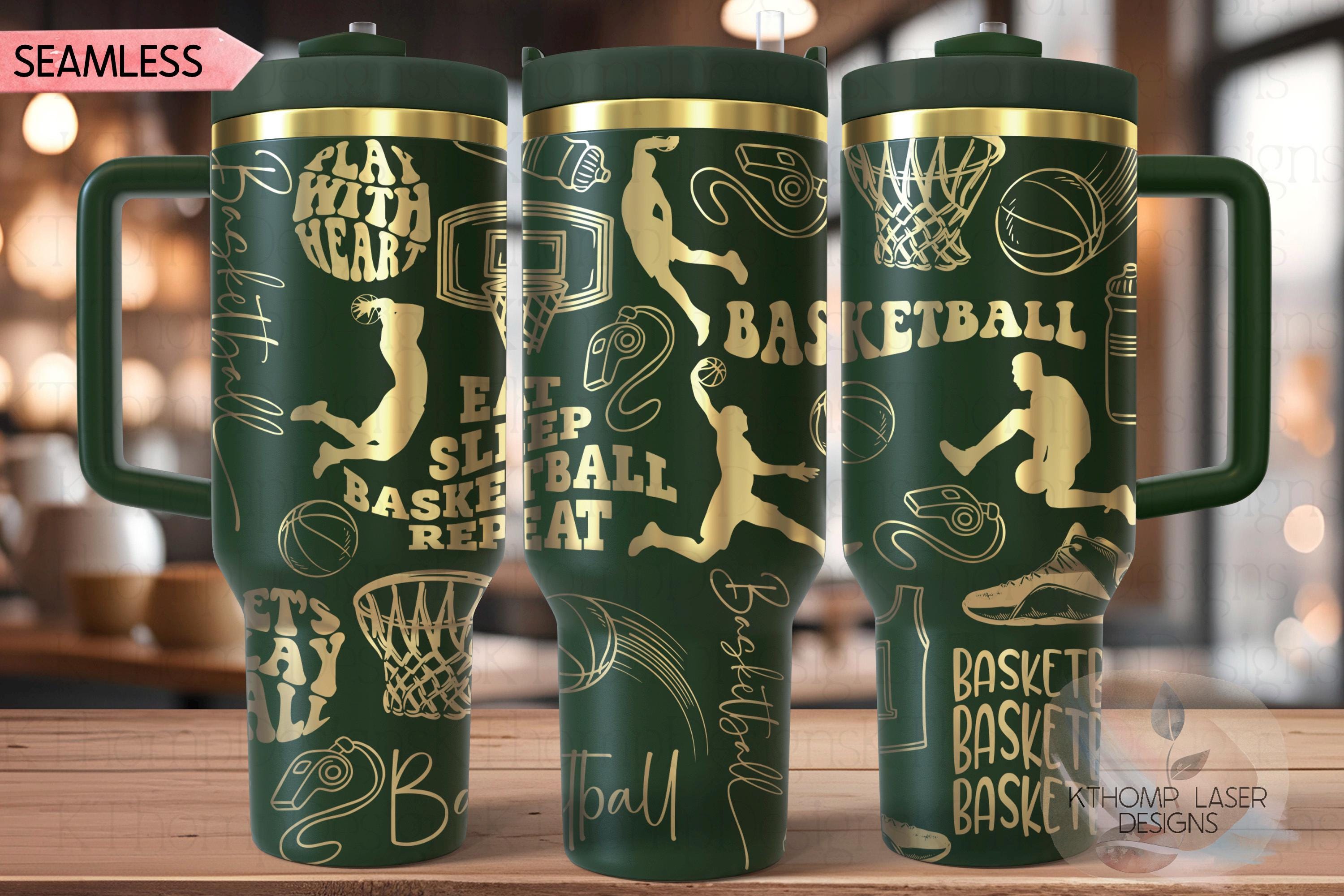 Basketball Fan Male Sports Tumbler Wrap SVG | 40oz Laser Engraving File | Rotary Ready Digital Design | Sports Fan SVG