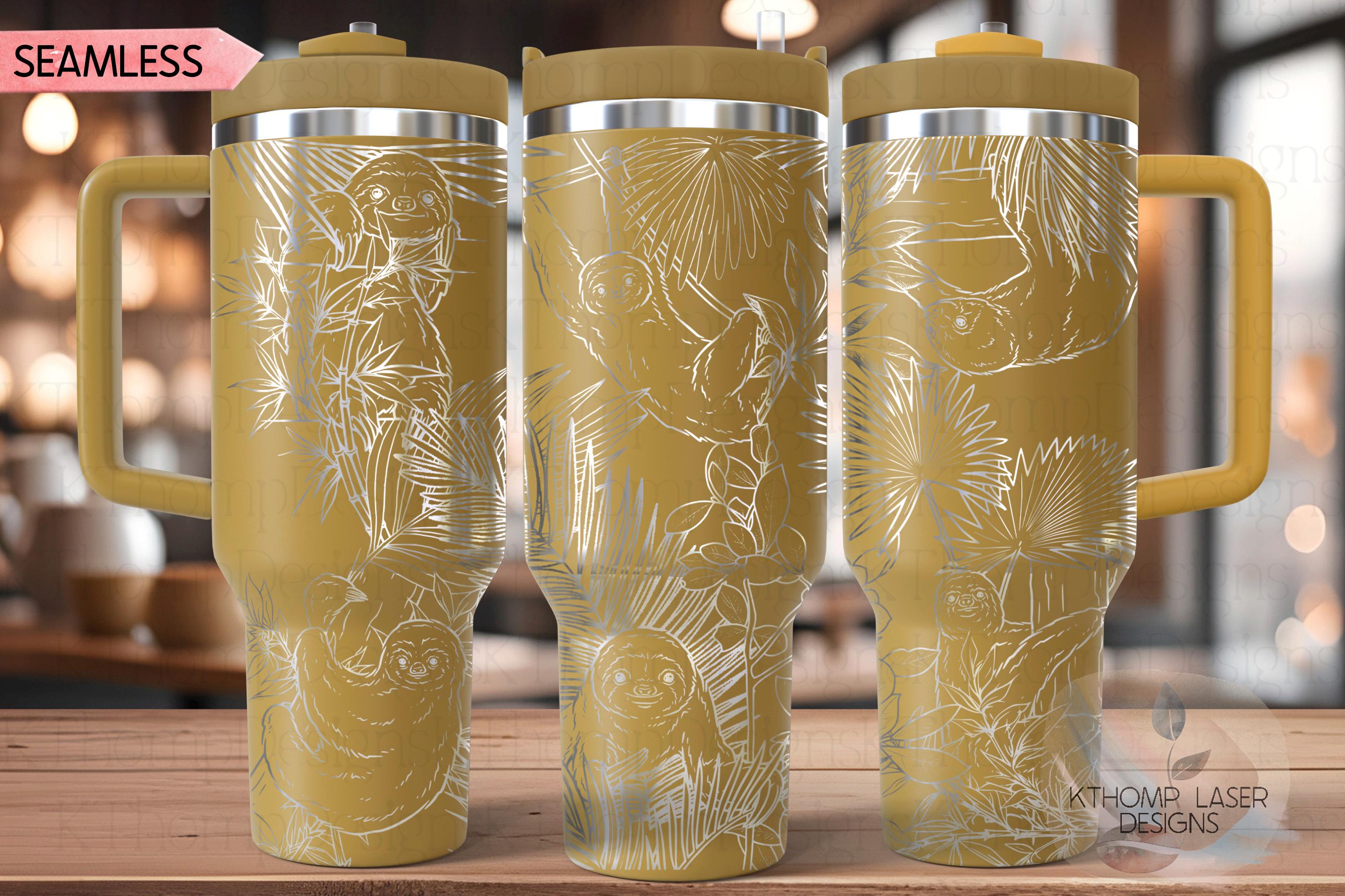 Sloths Tumbler Wrap SVG | 40oz Laser Engraving File | Rotary Ready Digital Design | Jungle Theme SVG