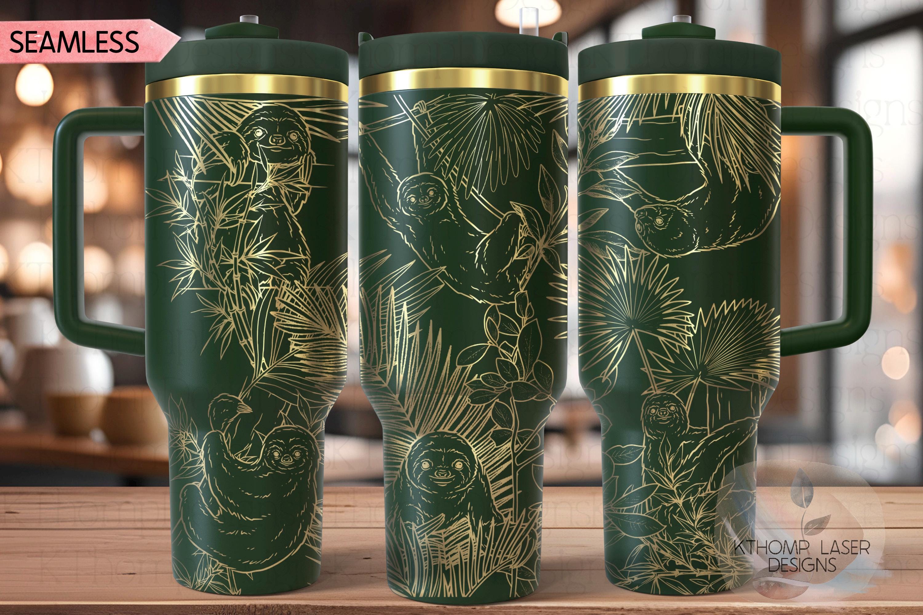 Sloths Tumbler Wrap SVG | 40oz Laser Engraving File | Rotary Ready Digital Design | Jungle Theme SVG