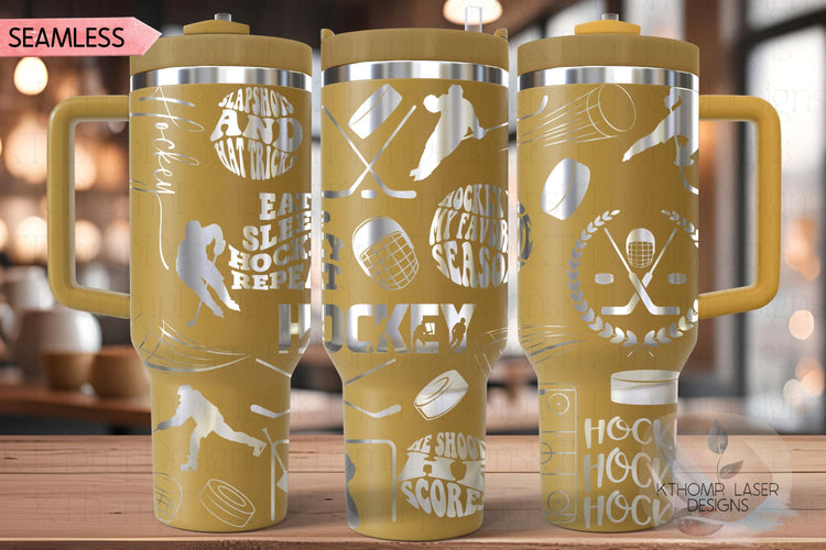 Hockey Male Tumbler Wrap SVG | 40oz Laser Engraving File | Rotary Ready Digital Design | Sports Fan SVG