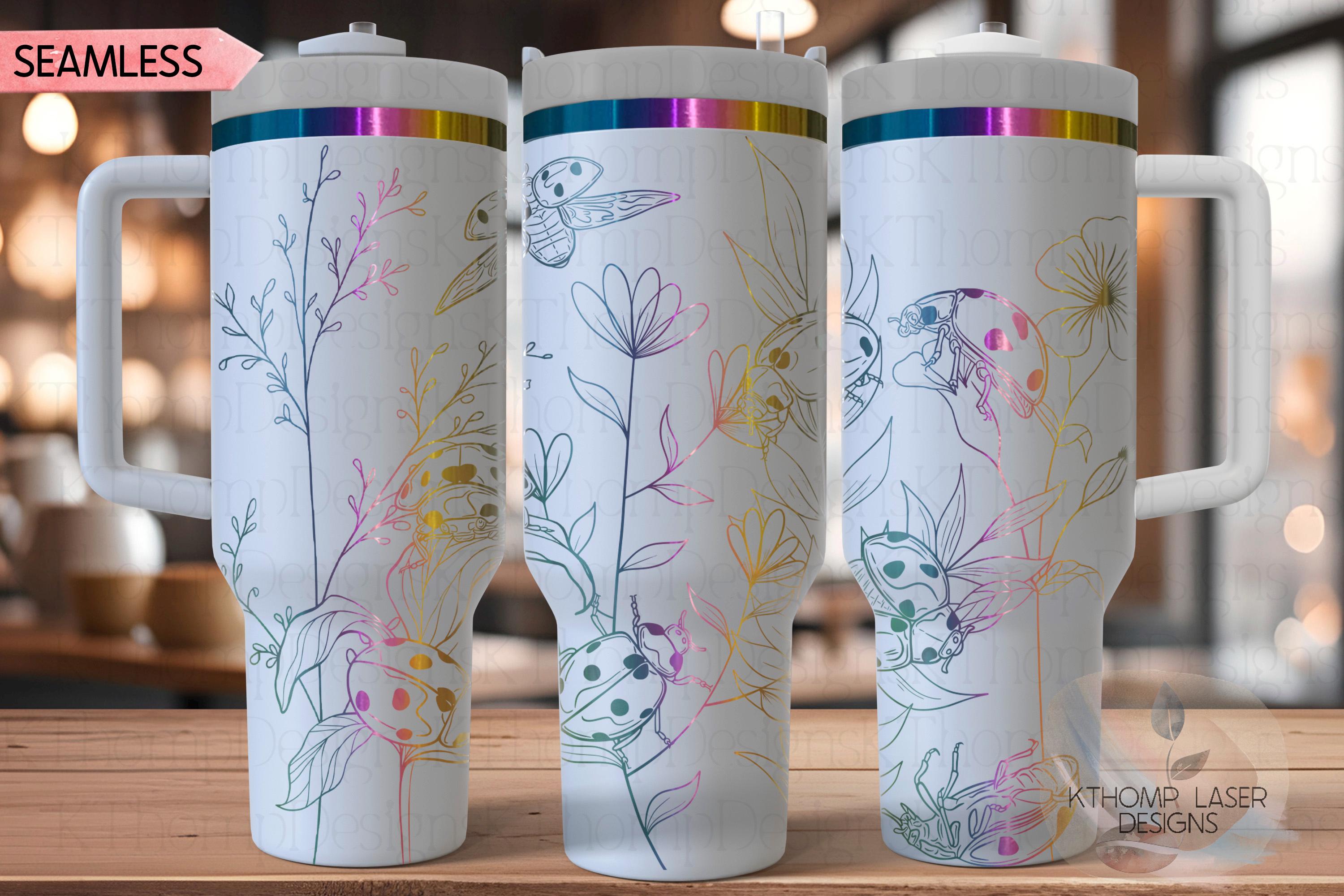 Ladybugs Tumbler Wrap SVG | 40oz Laser Engraving File | Rotary Ready Digital Design | Jungle Theme SVG