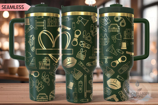 Law Enforcement Tumbler Wrap SVG | 40oz Laser Engraving File | Rotary Ready Digital Design | Career Gift SVG