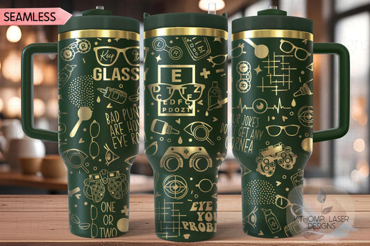 Optometry Optometrist Ophthalmologist Tumbler Wrap SVG | 40oz Laser Engraving File | Rotary Ready Digital Design | Career Gift SVG