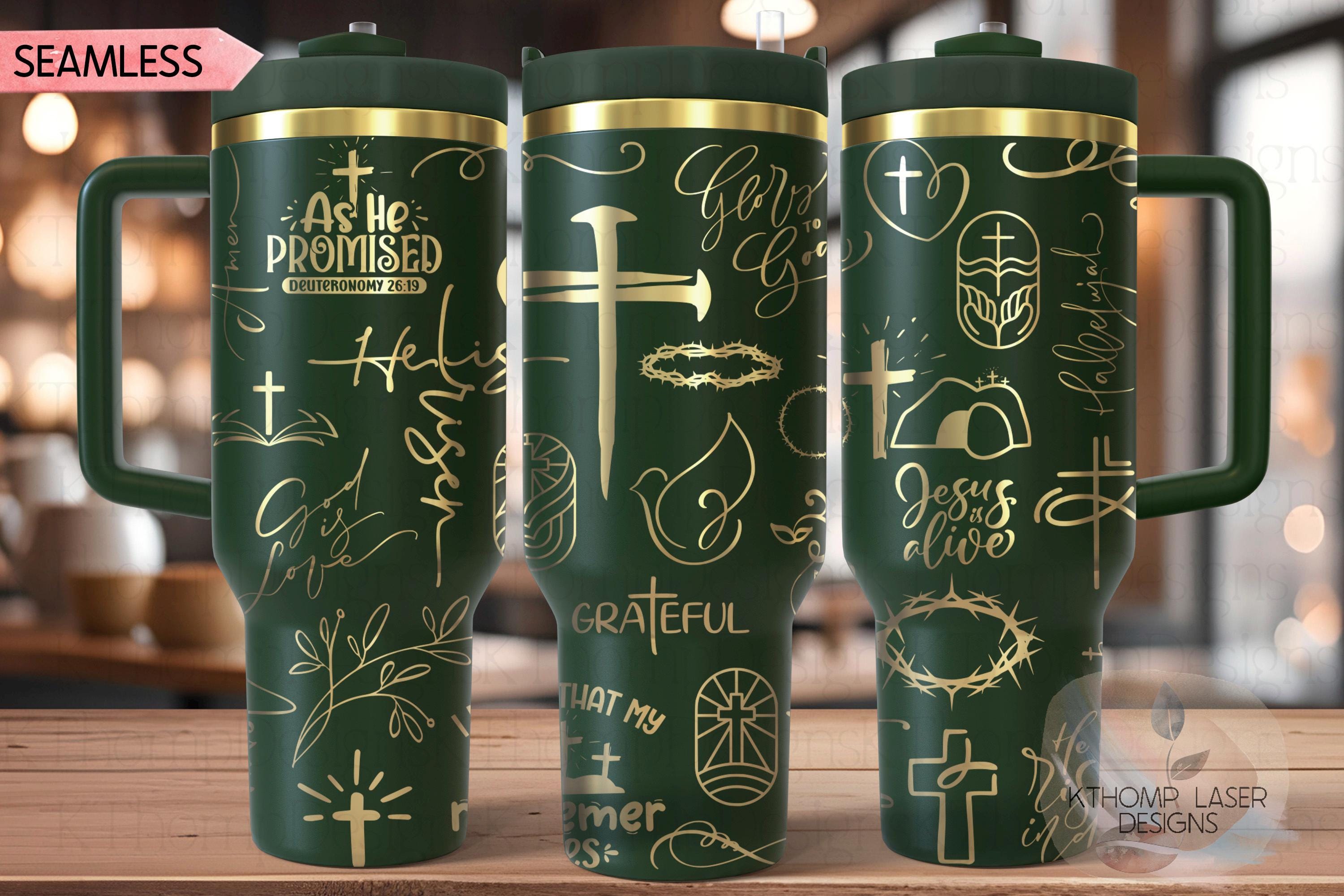 Religious Easter Jesus Holiday Tumbler Wrap SVG | 40oz Laser Engraving File | Rotary Ready Digital Design | Seasonal SVG