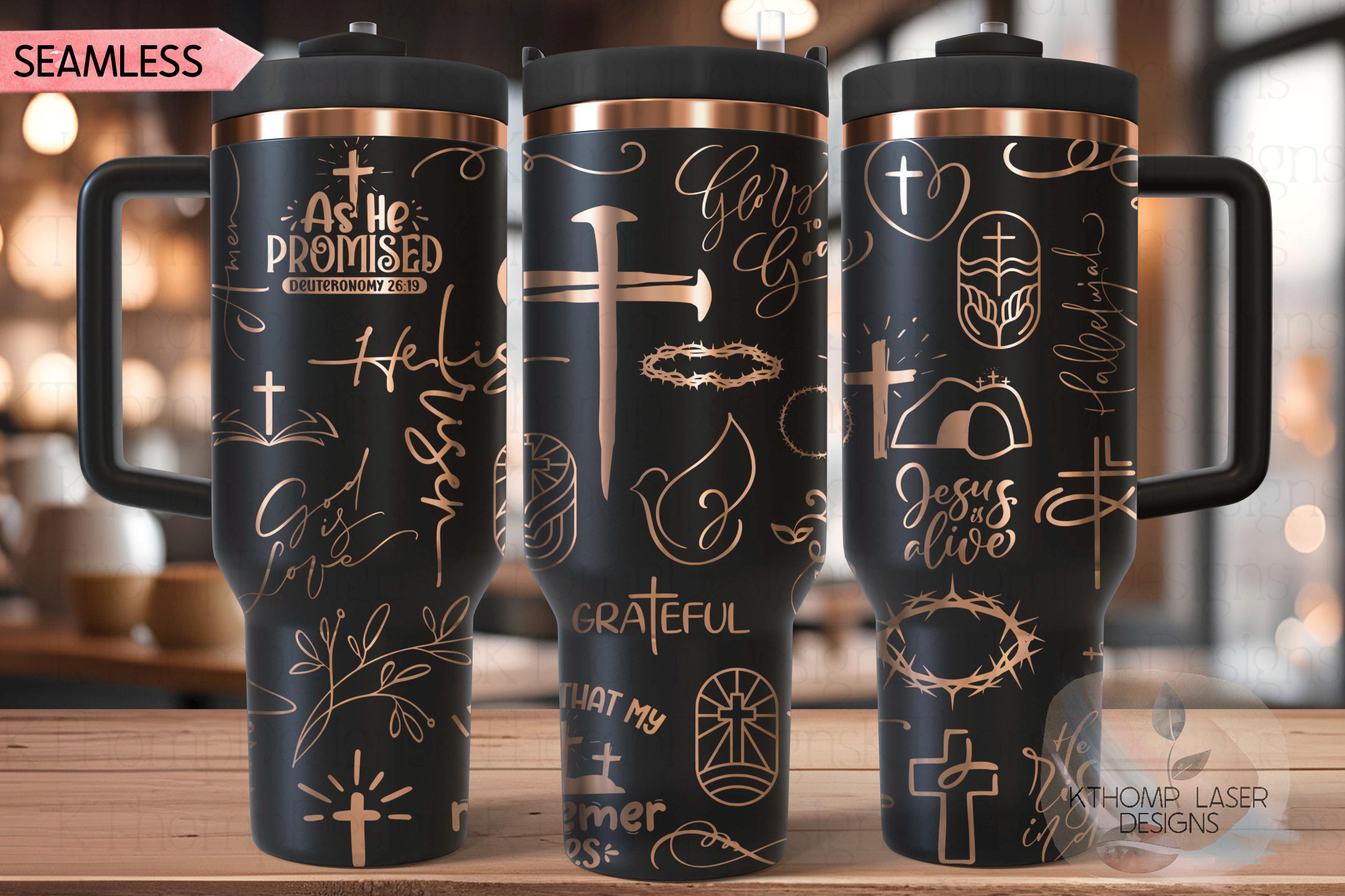 Religious Easter Jesus Holiday Tumbler Wrap SVG | 40oz Laser Engraving File | Rotary Ready Digital Design | Seasonal SVG