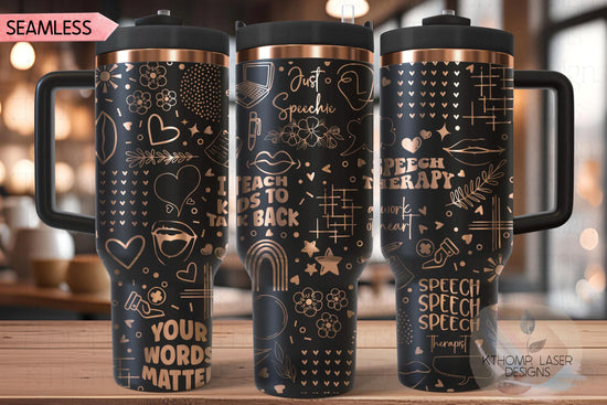 Speech Therapy Therapist Tumbler Wrap SVG | 40oz Laser Engraving File | Rotary Ready Digital Design | Career Gift SVG