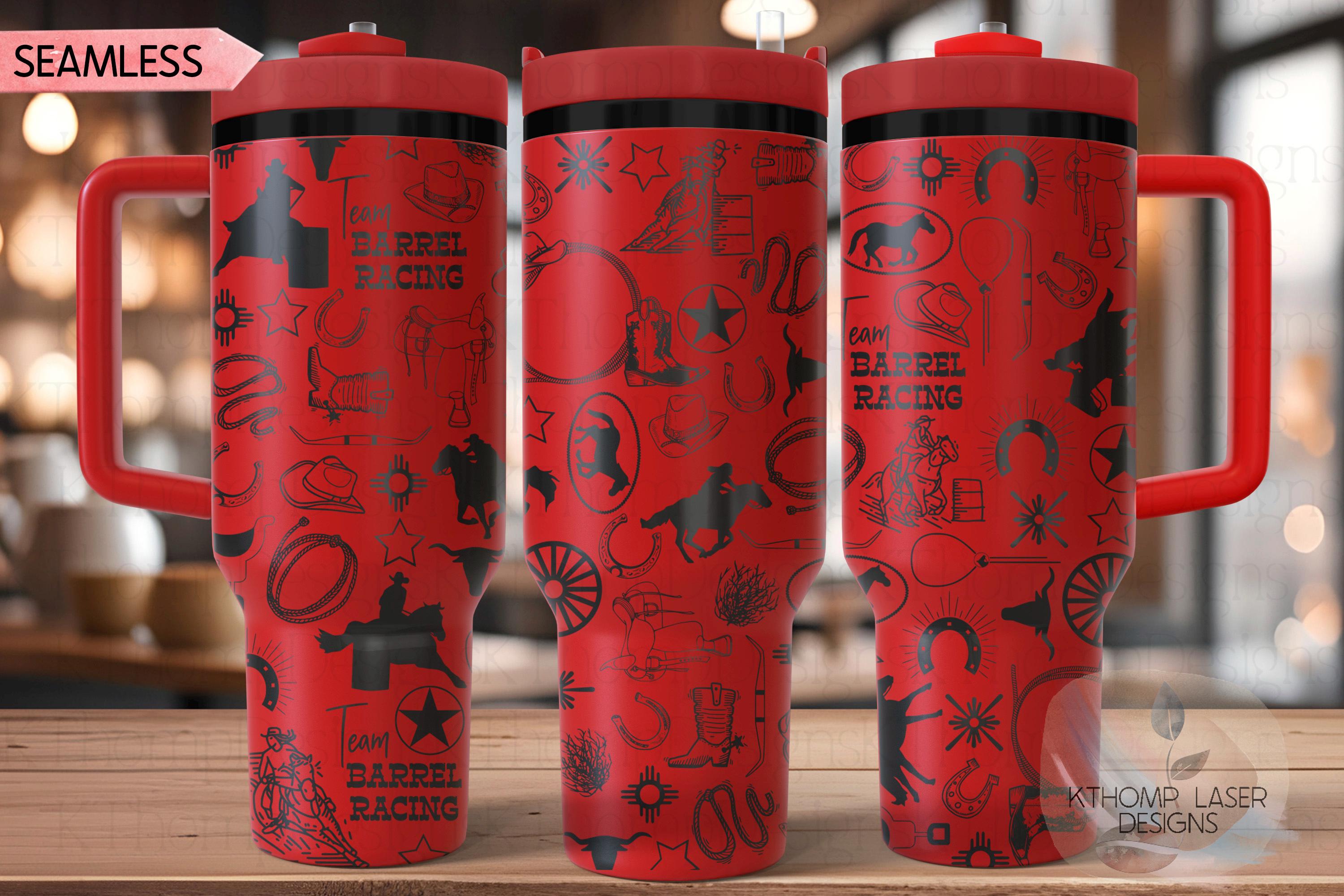 Team Barrel Racing Rodeo Cowboy Tumbler Wrap SVG | 40oz Laser Engraving File | Rotary Ready Digital Design | Western Farm SVG