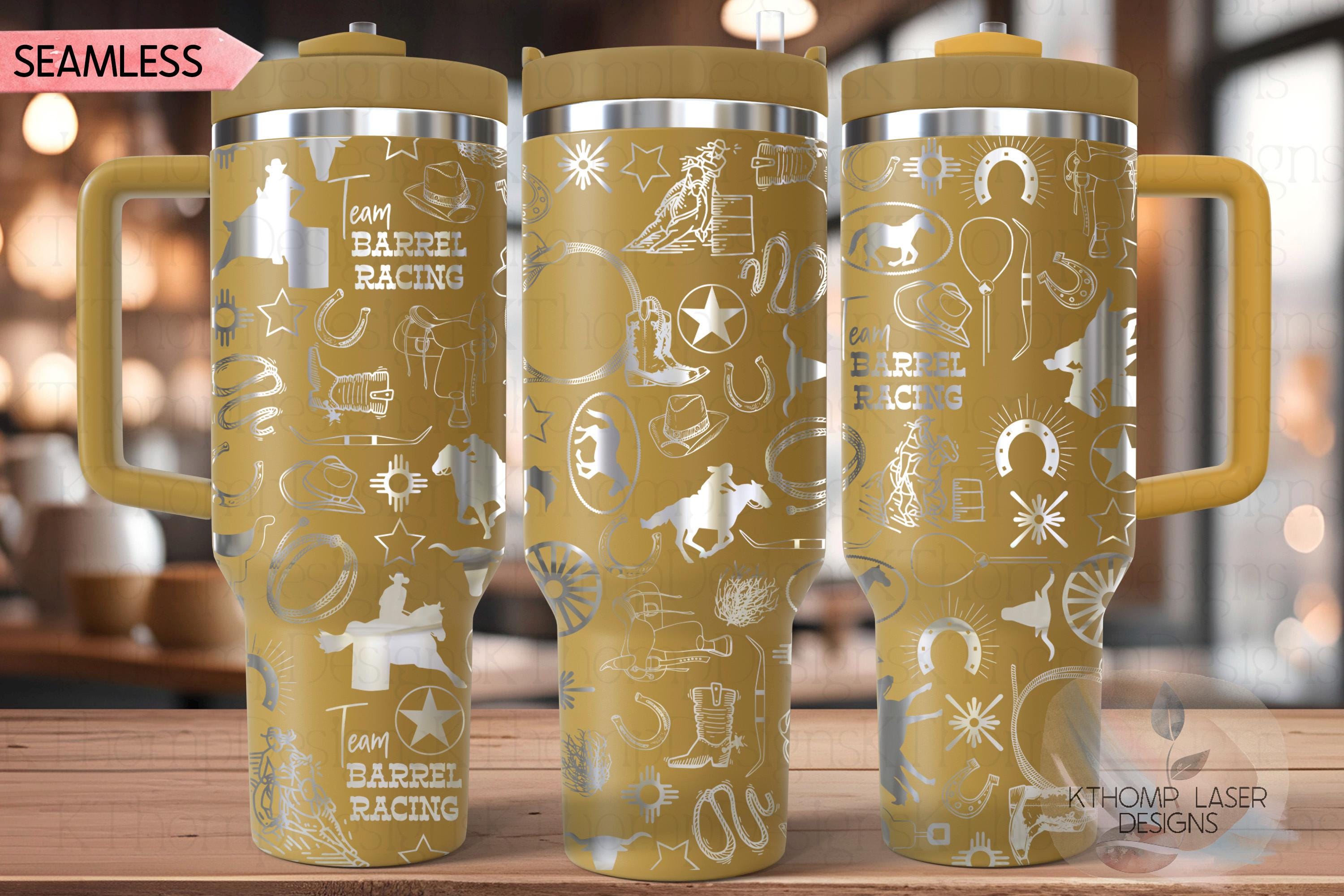 Team Barrel Racing Rodeo Cowboy Tumbler Wrap SVG | 40oz Laser Engraving File | Rotary Ready Digital Design | Western Farm SVG